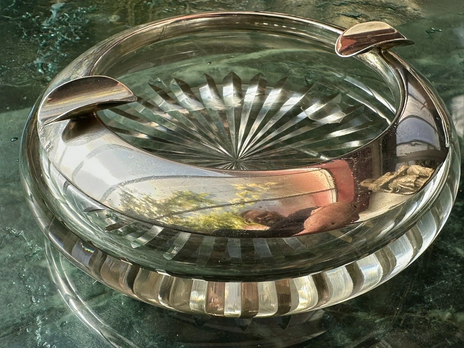 WILHELM BINDER VINTAGE ASCHENBECHER AUS KRISTALLGLAS MIT MONTUR SILBER 800 – Bild 4