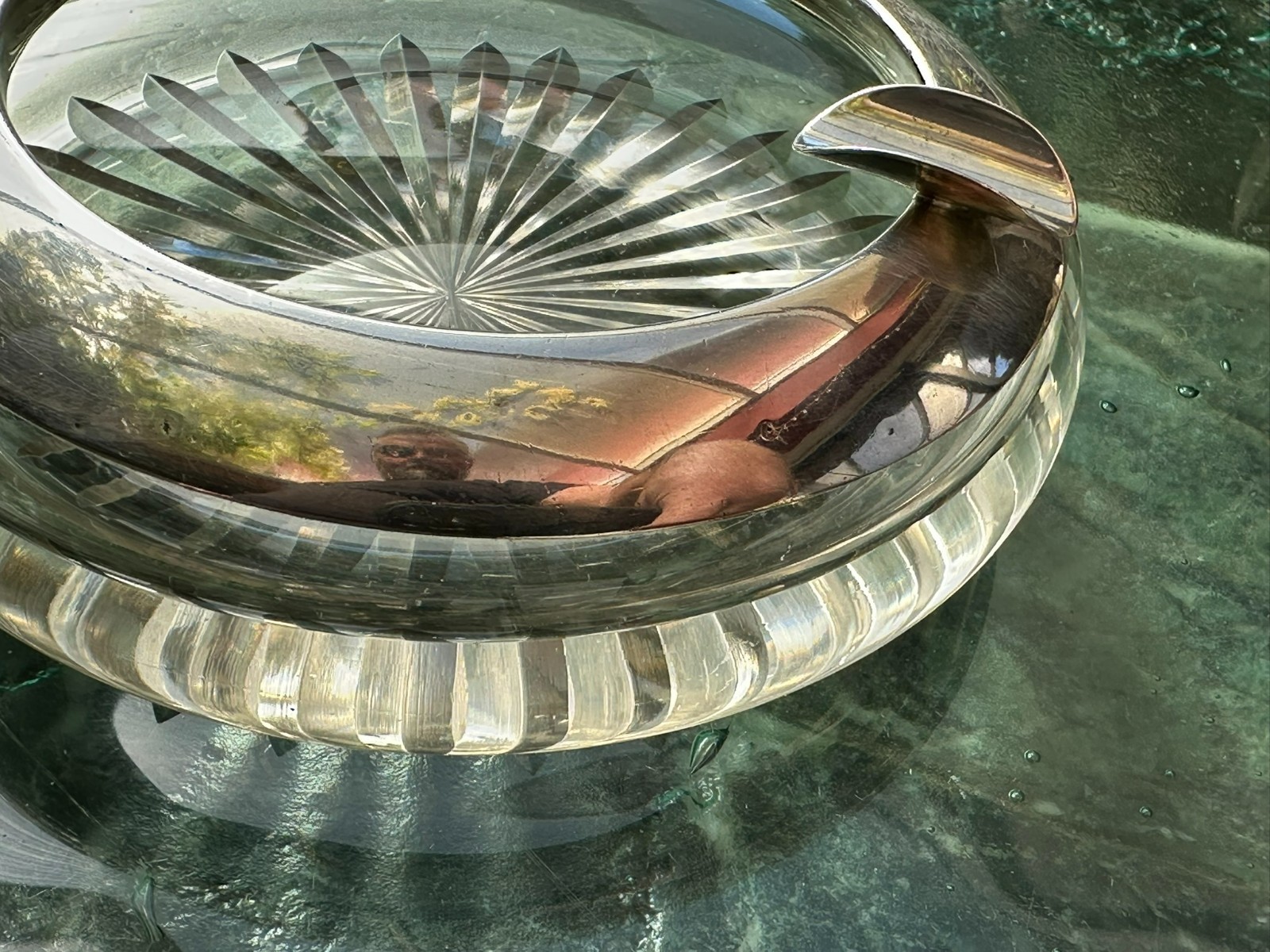 WILHELM BINDER VINTAGE ASCHENBECHER AUS KRISTALLGLAS MIT MONTUR SILBER 800 – Bild 5