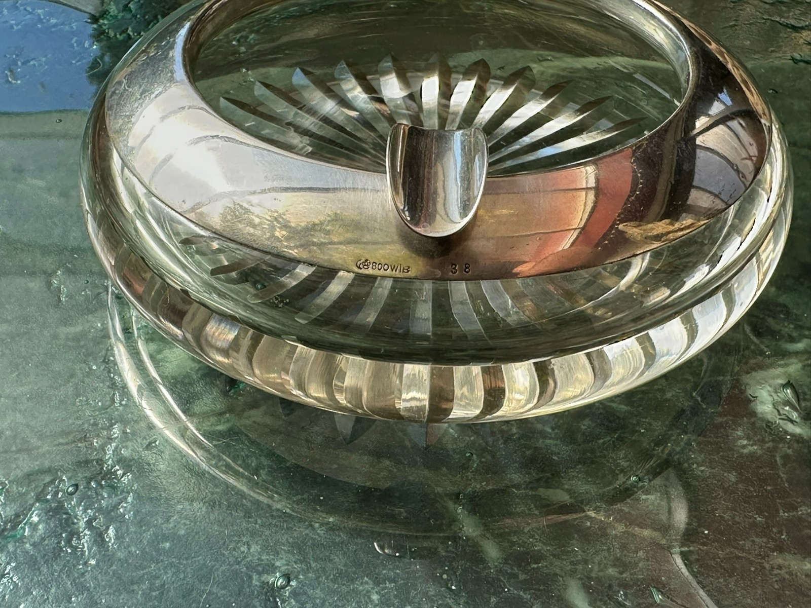 WILHELM BINDER VINTAGE ASCHENBECHER AUS KRISTALLGLAS MIT MONTUR SILBER 800 – Bild 6