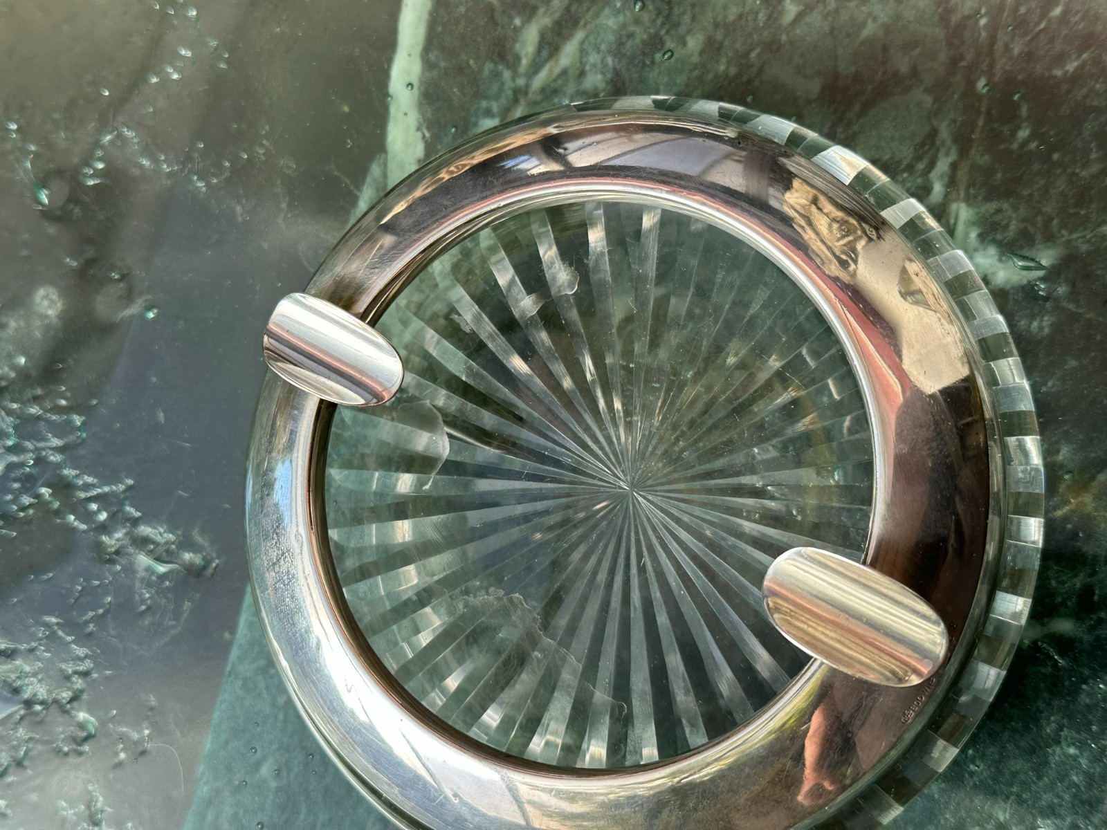 WILHELM BINDER VINTAGE ASCHENBECHER AUS KRISTALLGLAS MIT MONTUR SILBER 800 – Bild 9