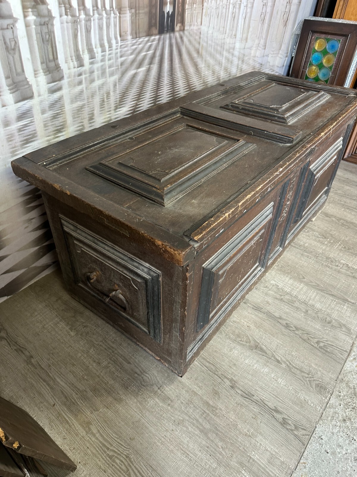 ANTIKE TRUHE BAROCKTRUHE HOLZ MASSIV 19 TES JHDT – Bild 3