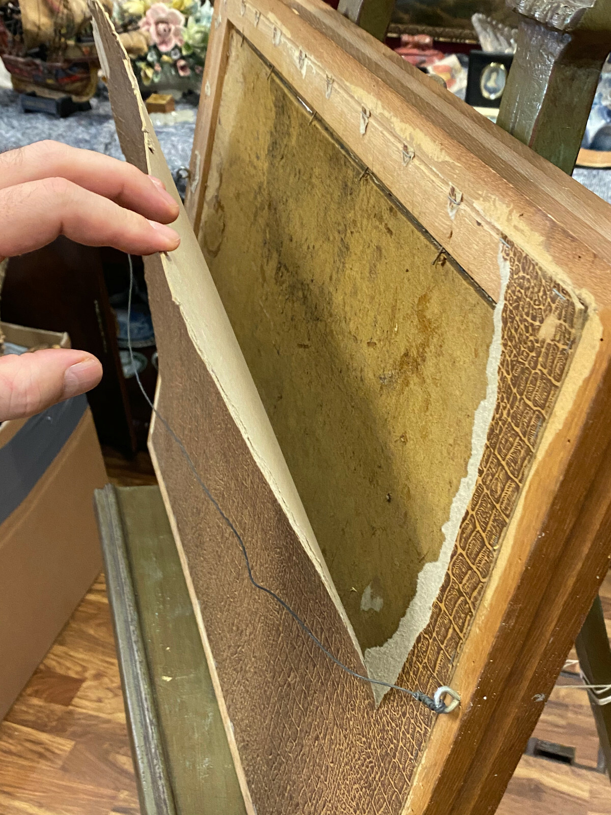 ANTIKES ÖLGEMÄLDE ÖL AUF KARTON DORF GASSE ABMESSUNGEN MIT RAHMEN 69x56cm – Bild 10