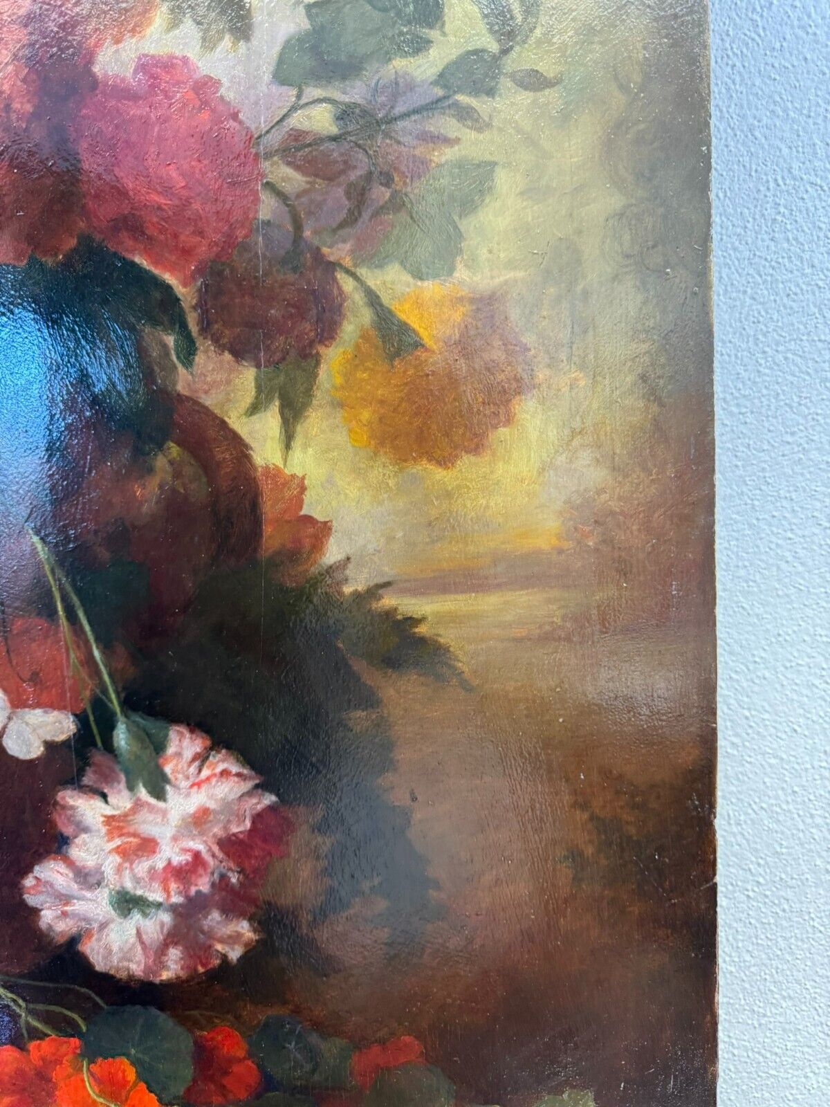 GROSSES ÖLGEMÄLDE BLUMENSTILLLEBEN 71x93cm BAROCK BLUMEN GEMÄLDE 18/19 TES JHD – Bild 12