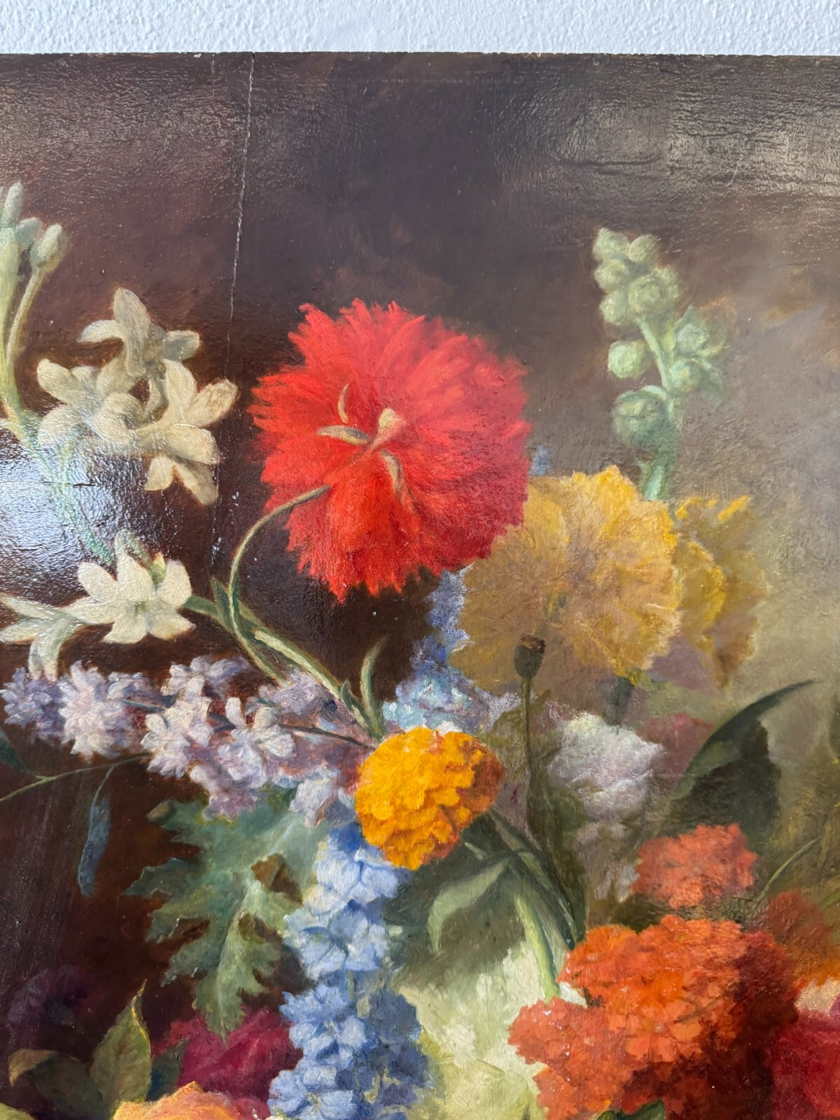 GROSSES ÖLGEMÄLDE BLUMENSTILLLEBEN 71x93cm BAROCK BLUMEN GEMÄLDE 18/19 TES JHD – Bild 6