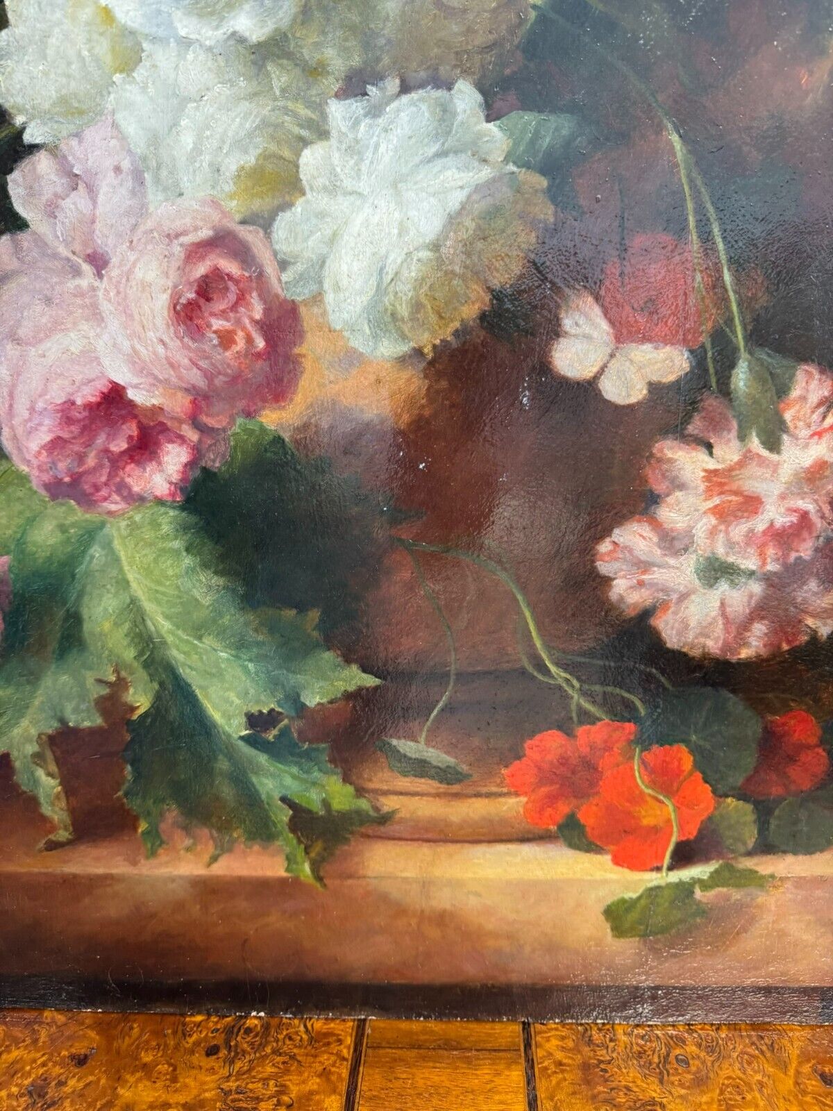 GROSSES ÖLGEMÄLDE BLUMENSTILLLEBEN 71x93cm BAROCK BLUMEN GEMÄLDE 18/19 TES JHD – Bild 9