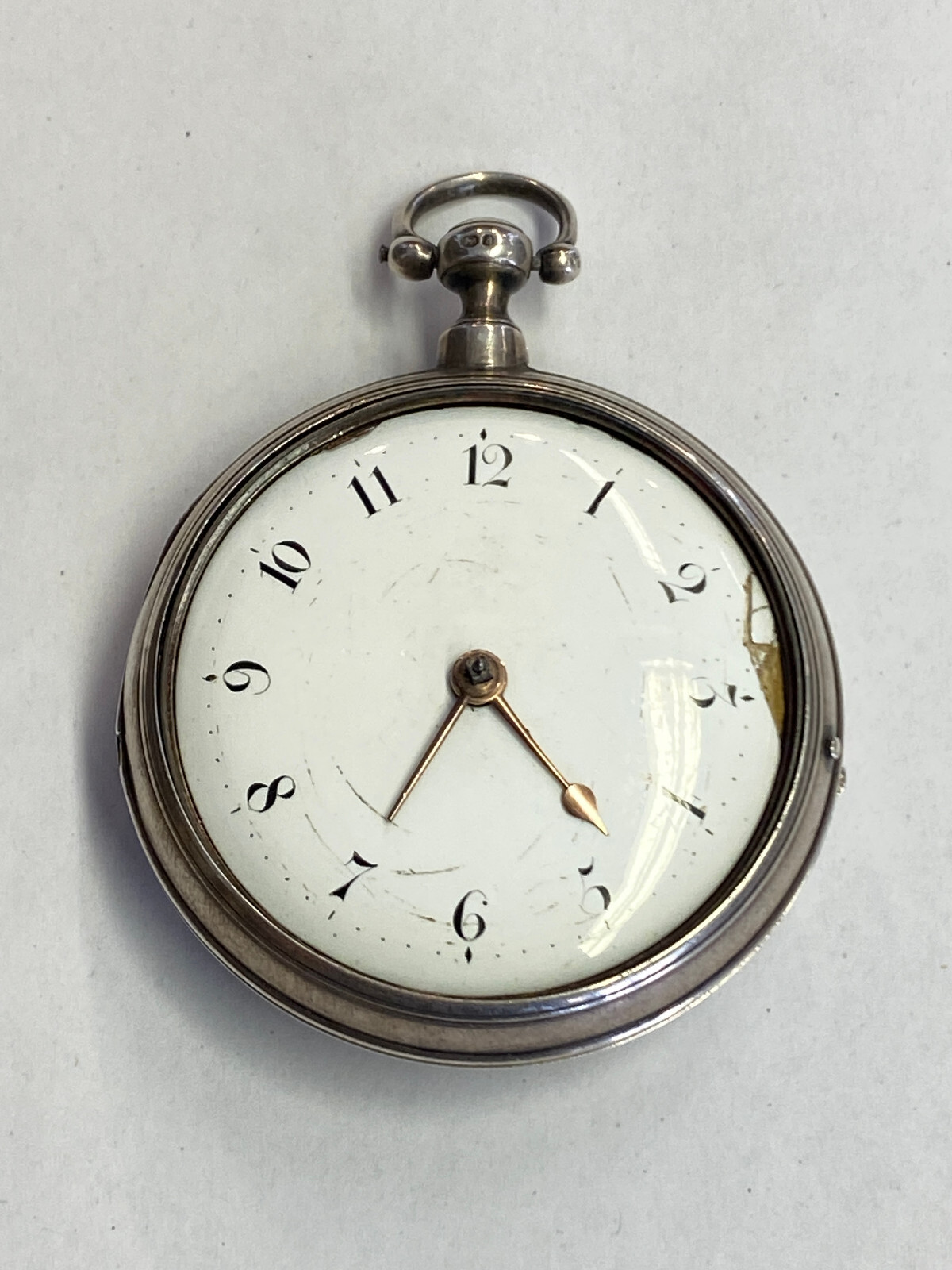 ANTIKE TASCHENUHR AUS STERLING SILBER MEHRFACH PUNZIERT DEFEKT ENGLAND OHNE GLAS