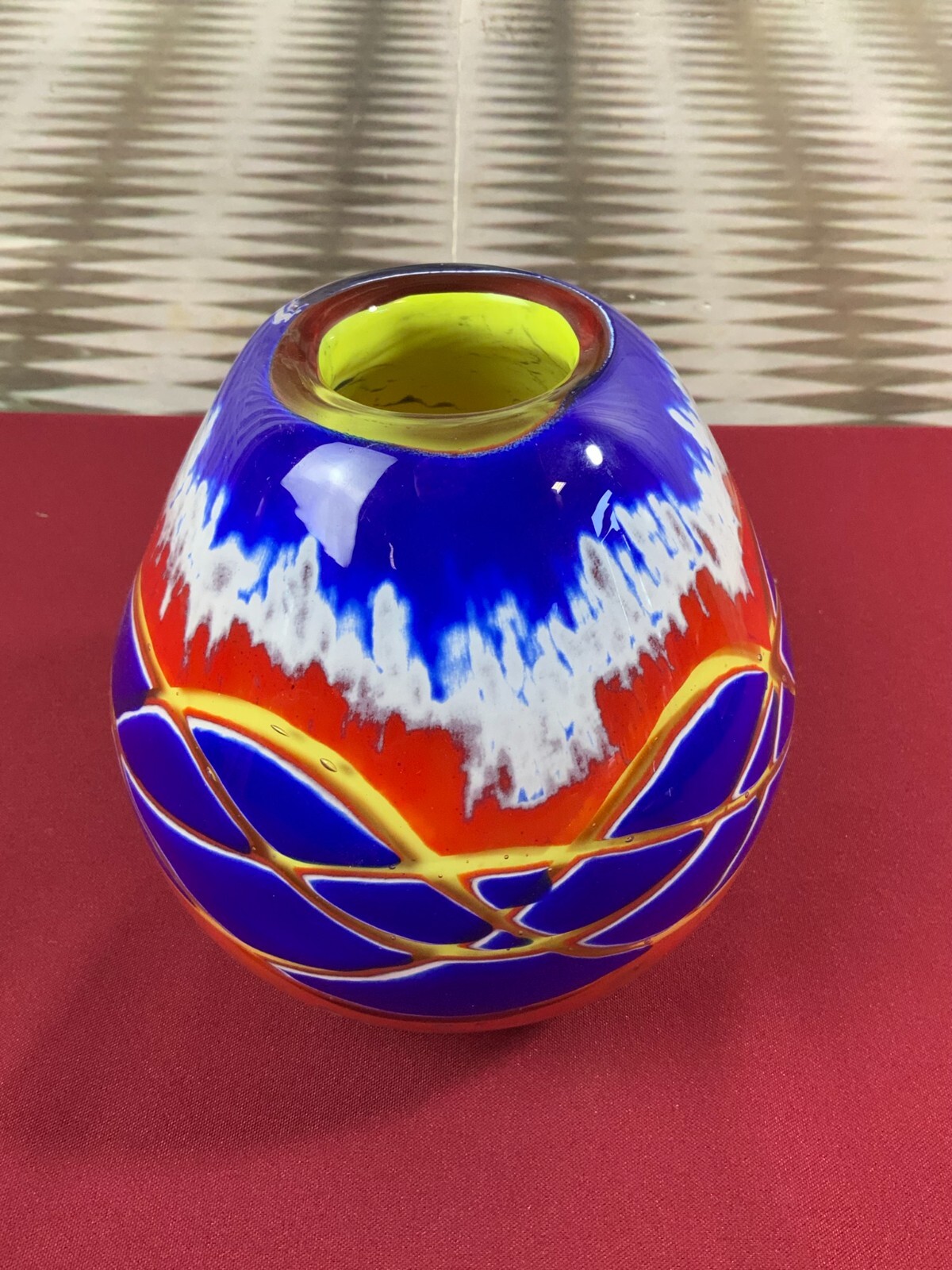 GROSSE VASE KUGELVASE AUS GLAS HANDARBEIT KÜNSTLERGLAS 3,4kg 15cm HOCH
