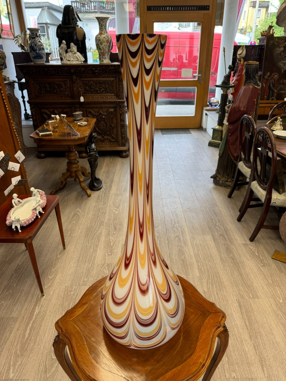 VINTAGE BODENVASE GROSSE VASE AUS GLAS LOLLIPOP SPACE AGE SCHOTT ZWIESEL 84x28cm