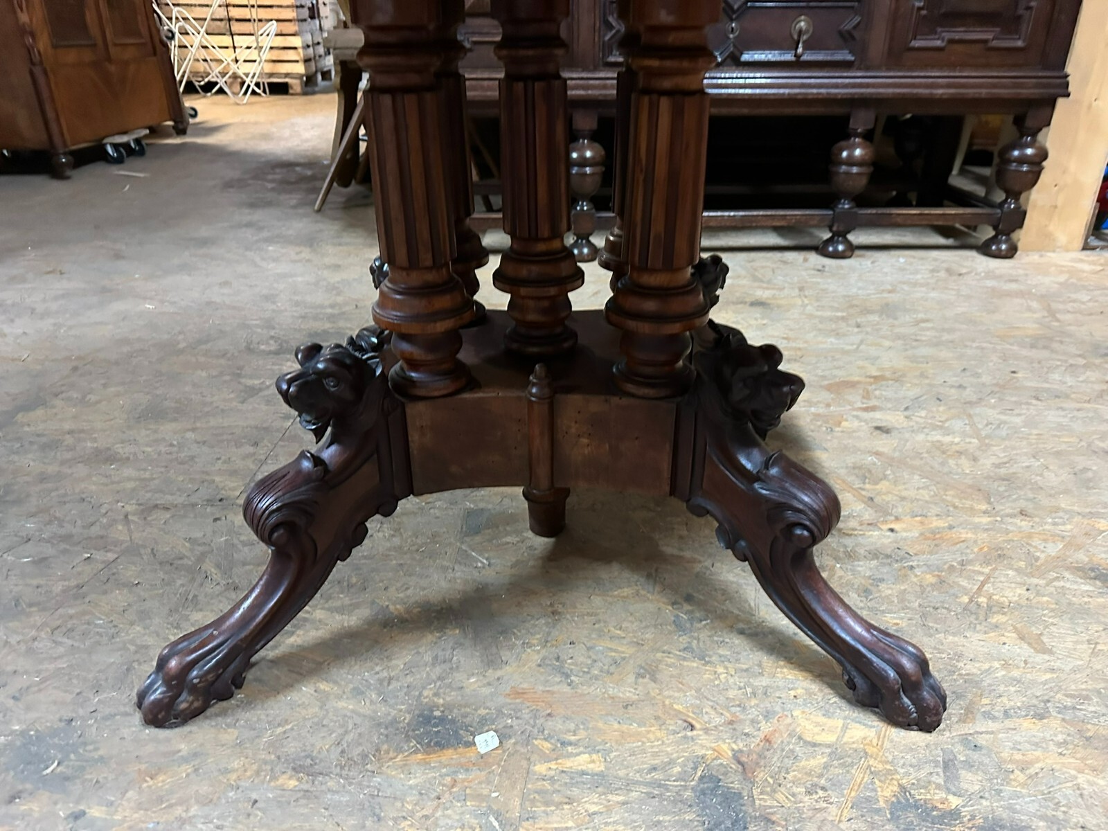 ANTIKER BEISTELLTISCH SALON TISCH LOUIS PHILIPPE UM 1870 MAHAGONI WURZELNUSS – Bild 8