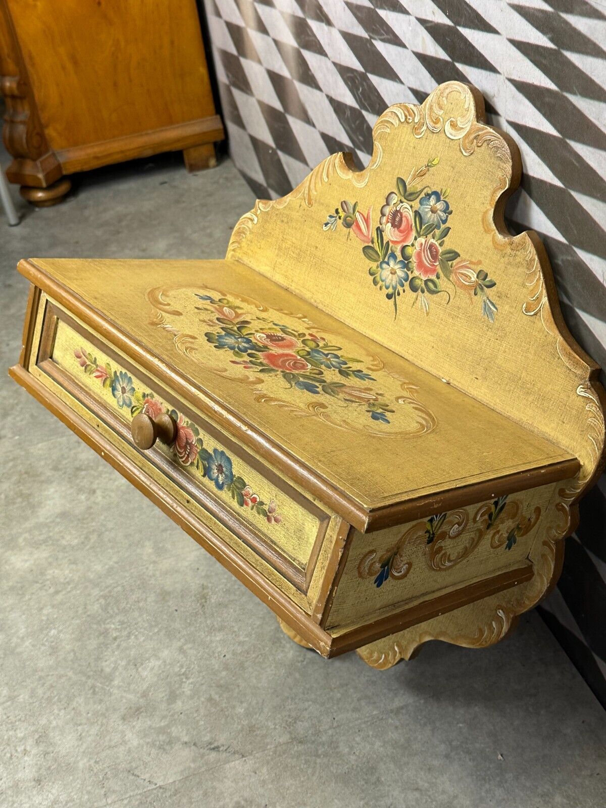 LANDHAUS WANDREGAL WANDABLAGE VINTAGE REGAL HOLZ HANDBEMALT – Bild 3