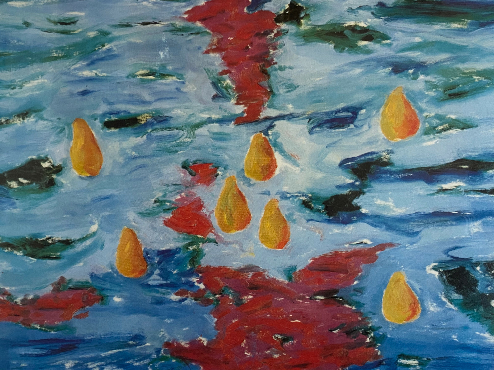 FARBLITHOGRAPHIE IM METALLRAHMEN MIT BLEISTIFT SIGNIERT 104x78cm