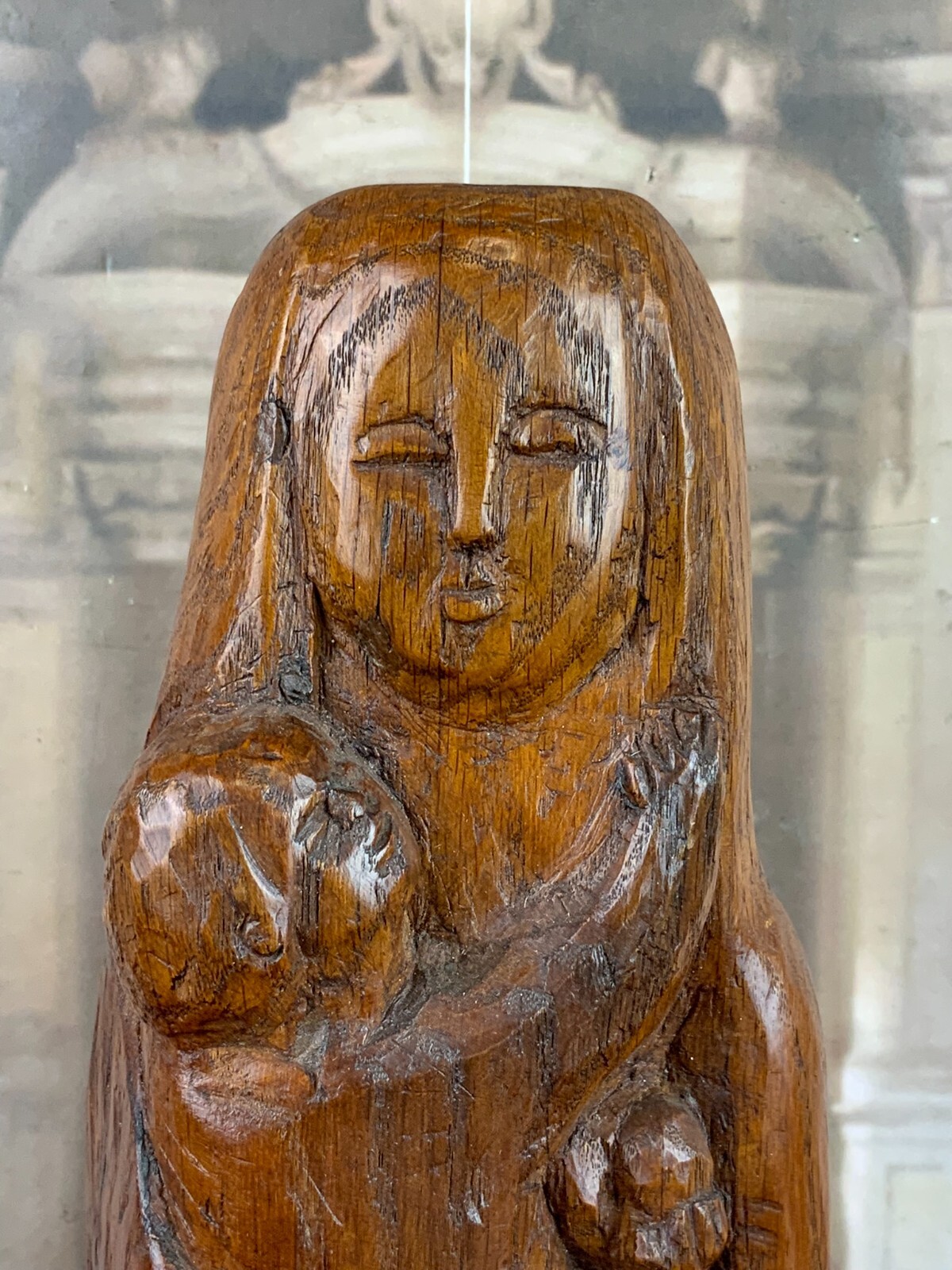 HEILIGENFIGUR SKULPTUR AUS HOLZ HEILIGE MARIA MIT DEM JESUS KIND AUS 1975 – Bild 7
