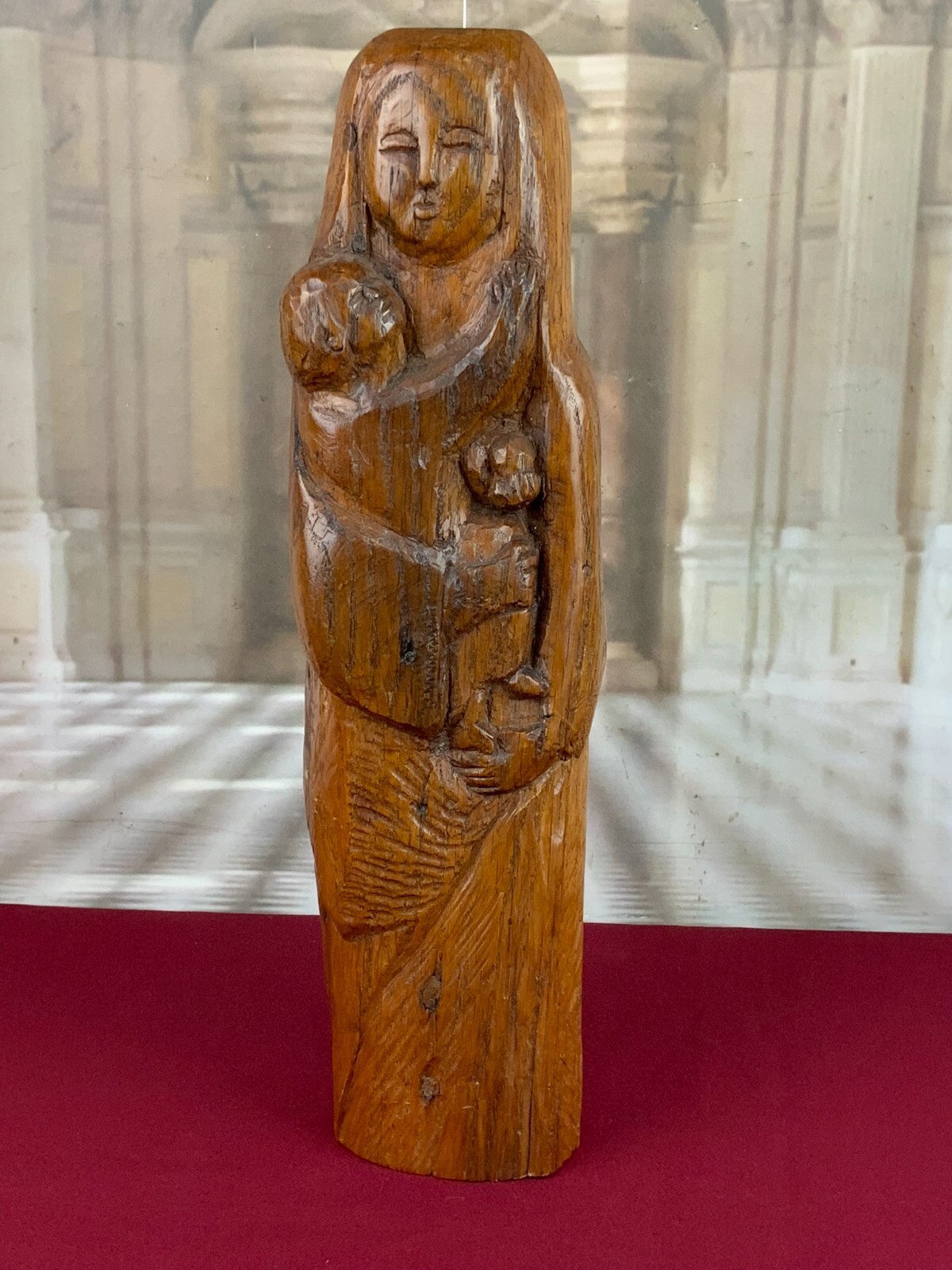 HEILIGENFIGUR SKULPTUR AUS HOLZ HEILIGE MARIA MIT DEM JESUS KIND AUS 1975