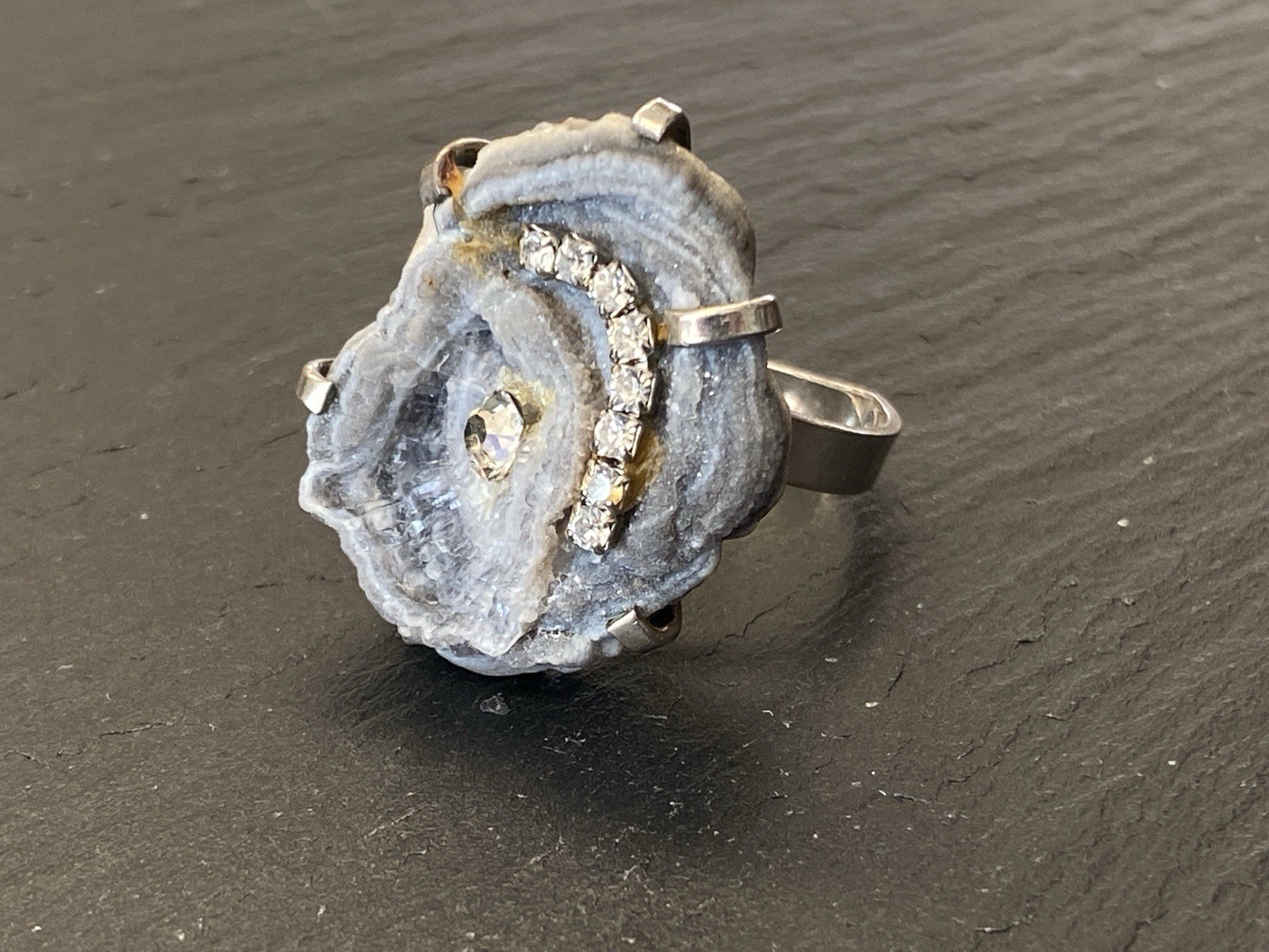 RING 830 SILBER ACHAT GLASSTEINE GLAS STEINE GRÖSSENVERSTELLBAR