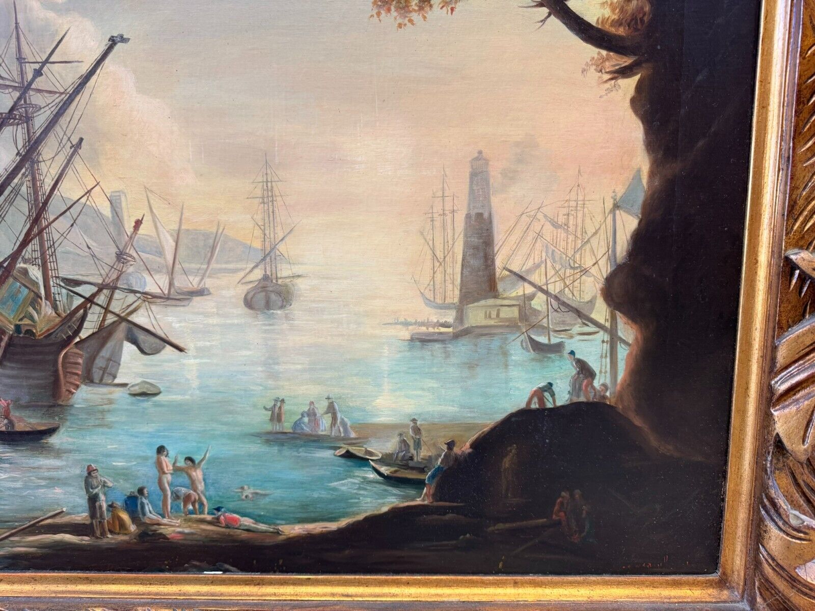 ANTIKES ÖLGEMÄLDE UM 1840 NACH SALVATOR ROSA LA MARINA BIANCHINI FIRENZE – Bild 15