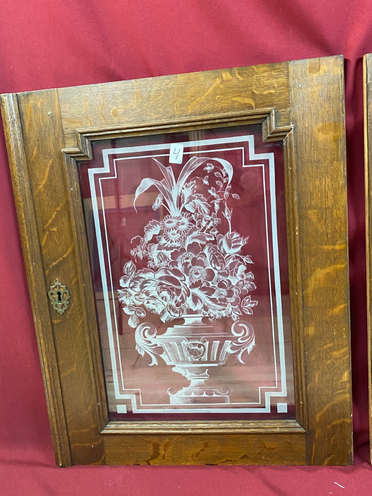 2x ANTIKE GLASSCHEIBE HISTORISMUS UM 1880 AMPHOREN BLUMEN 35x54cm – Bild 3