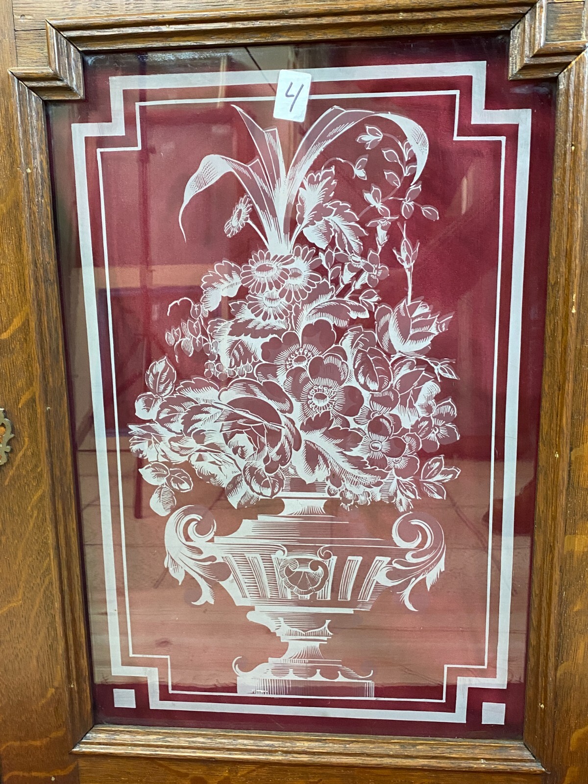 2x ANTIKE GLASSCHEIBE HISTORISMUS UM 1880 AMPHOREN BLUMEN 35x54cm – Bild 4