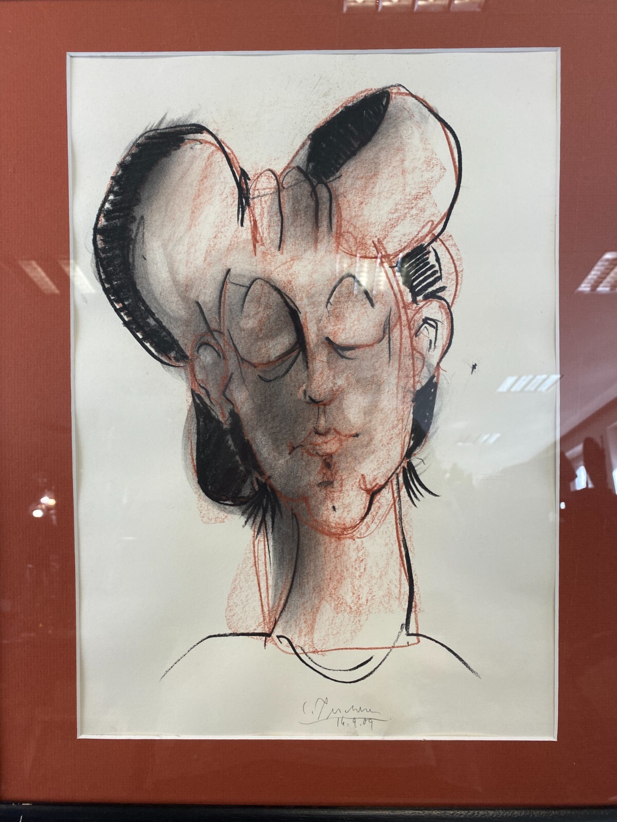 Christian PESCHKE (1946-2017) KREIDE ZEICHNUNG AUF PAPIER GERAHMT – Bild 3