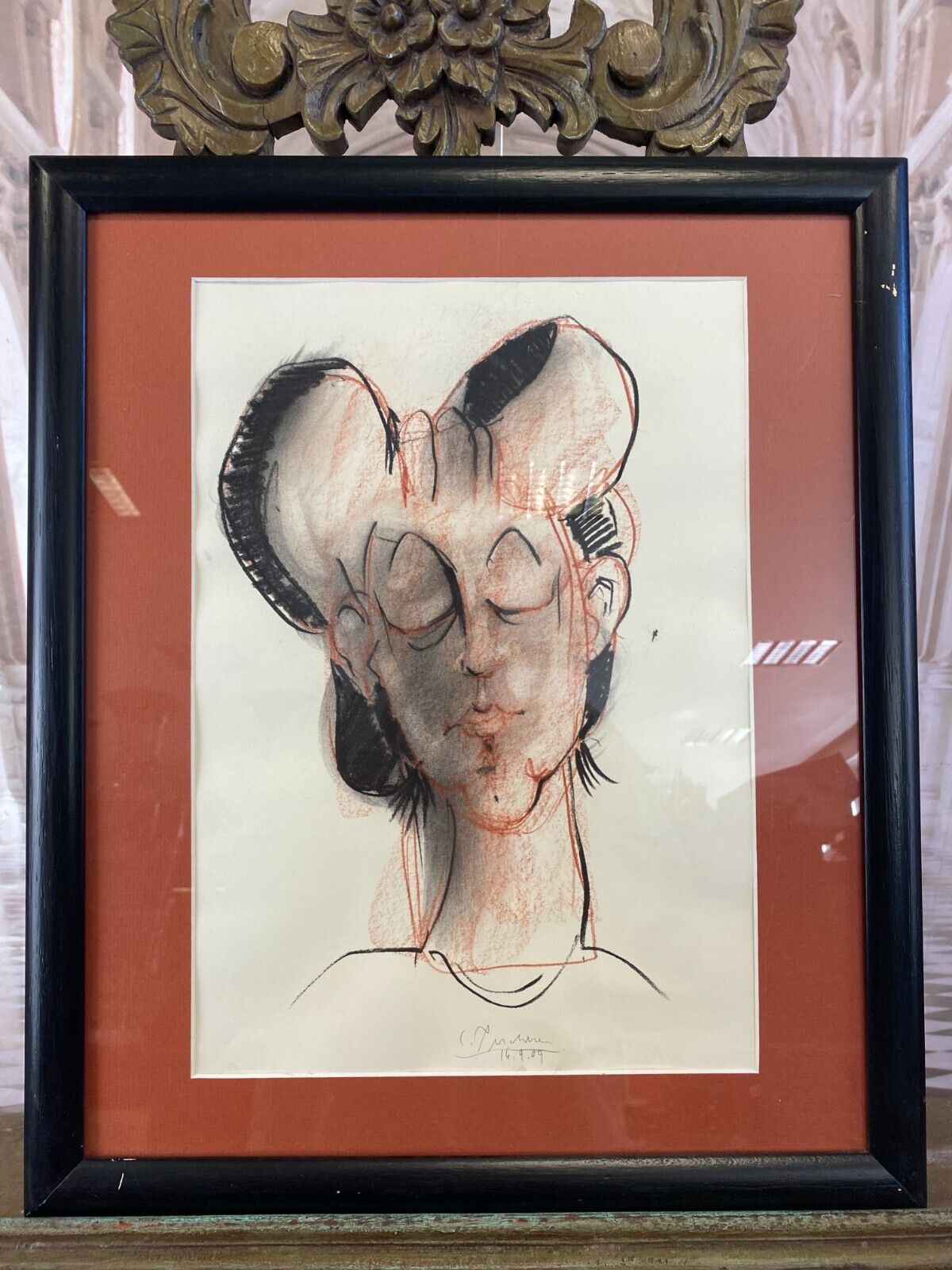 Christian PESCHKE (1946-2017) KREIDE ZEICHNUNG AUF PAPIER GERAHMT – Bild 4