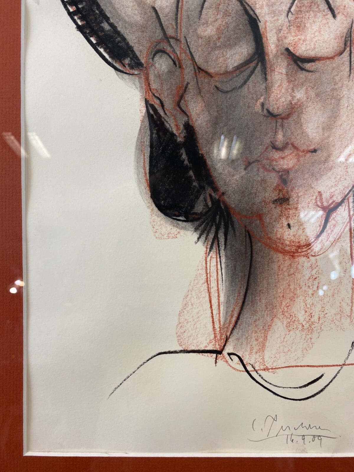 Christian PESCHKE (1946-2017) KREIDE ZEICHNUNG AUF PAPIER GERAHMT – Bild 7