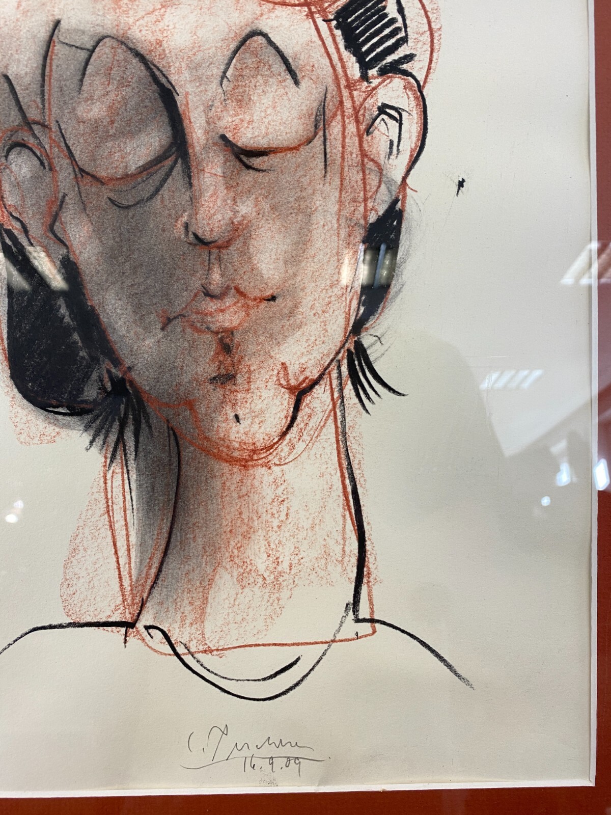 Christian PESCHKE (1946-2017) KREIDE ZEICHNUNG AUF PAPIER GERAHMT – Bild 8