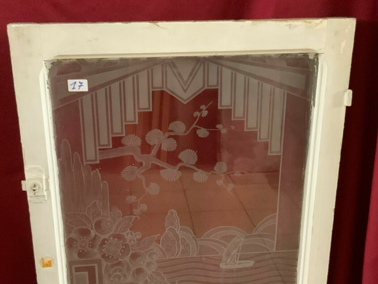 ART DECO GLASSCHEIBE ORIGINAL UM 1920 ANTIKES GLAS GEOMETRISCHE FORMEN – Bild 3