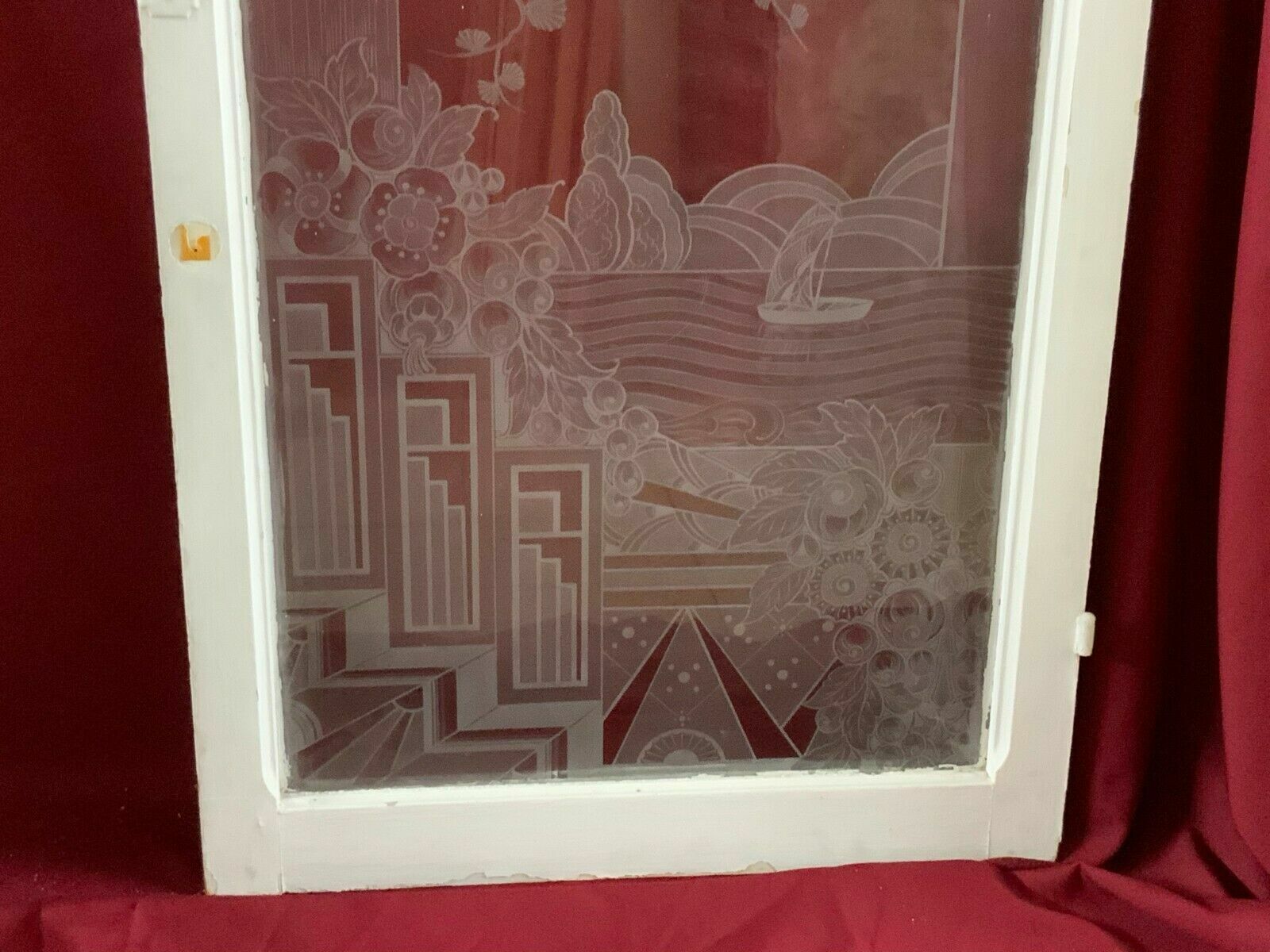 ART DECO GLASSCHEIBE ORIGINAL UM 1920 ANTIKES GLAS GEOMETRISCHE FORMEN – Bild 4