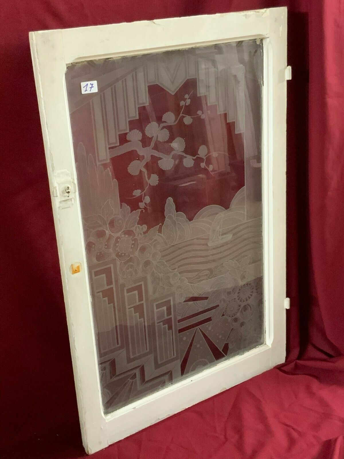 ART DECO GLASSCHEIBE ORIGINAL UM 1920 ANTIKES GLAS GEOMETRISCHE FORMEN – Bild 5