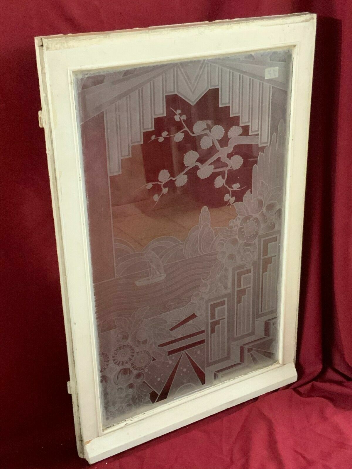 ART DECO GLASSCHEIBE ORIGINAL UM 1920 ANTIKES GLAS GEOMETRISCHE FORMEN – Bild 6