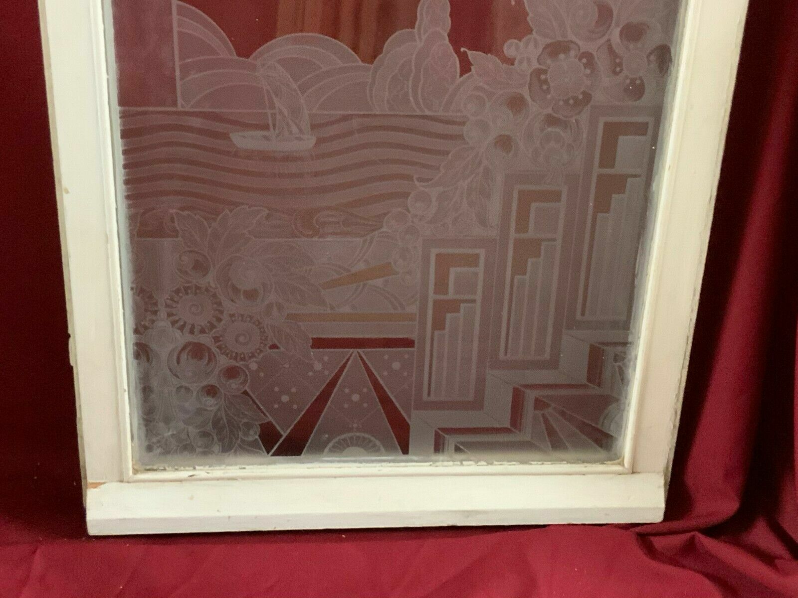 ART DECO GLASSCHEIBE ORIGINAL UM 1920 ANTIKES GLAS GEOMETRISCHE FORMEN – Bild 8