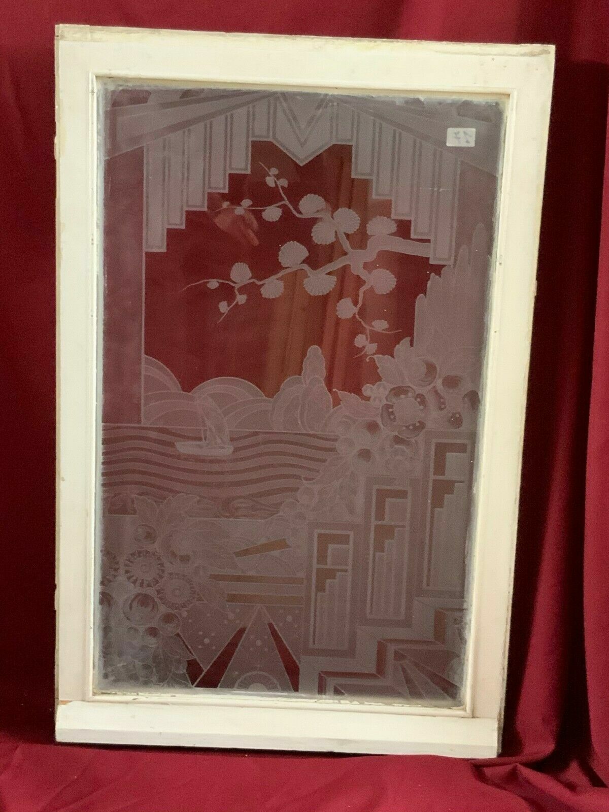 ART DECO GLASSCHEIBE ORIGINAL UM 1920 ANTIKES GLAS GEOMETRISCHE FORMEN – Bild 9