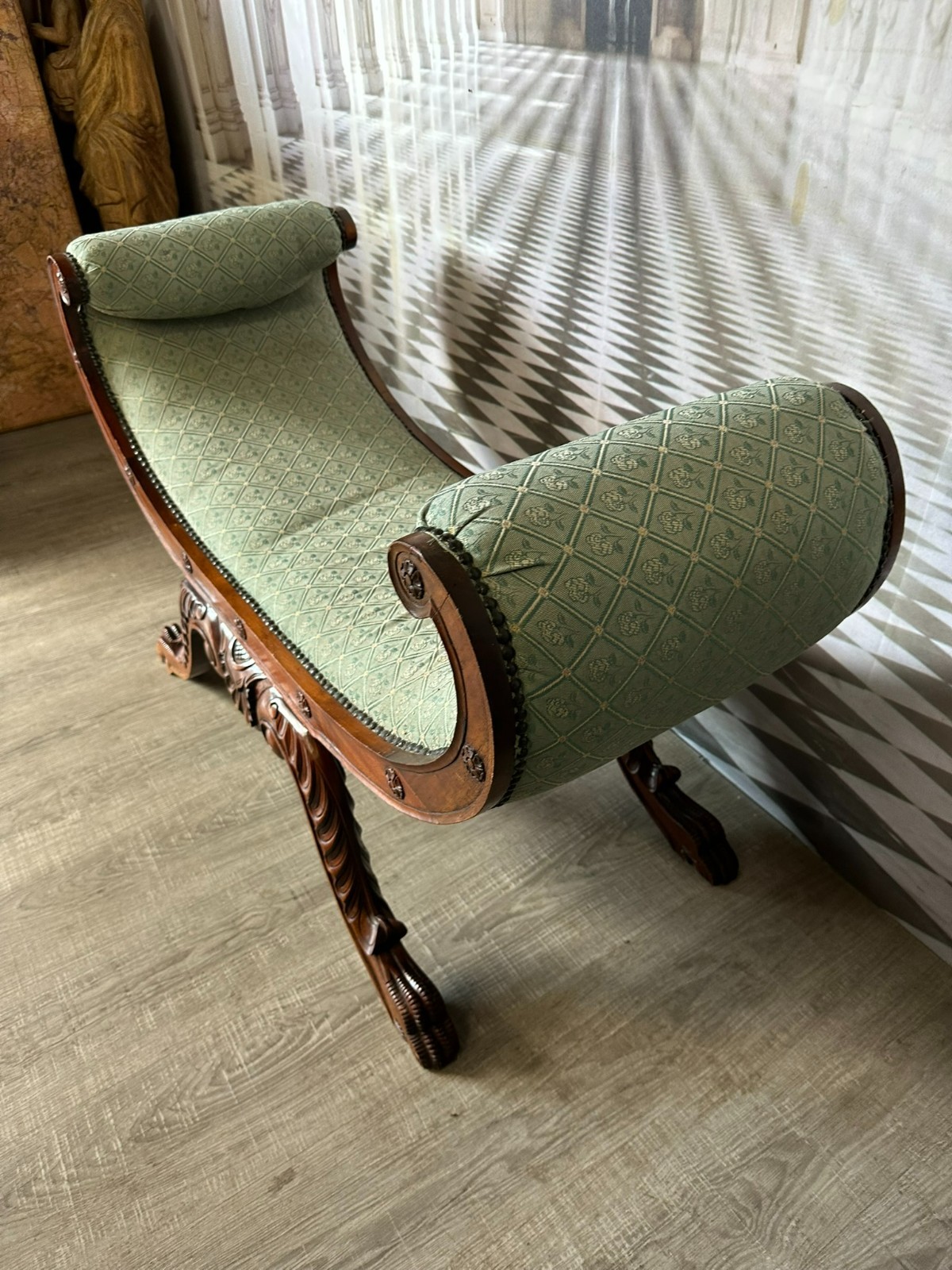 GROSSE GONDEL BANK SCHERENSTUHL MAHAGONI STIL MÖBEL 20 TES – Bild 11