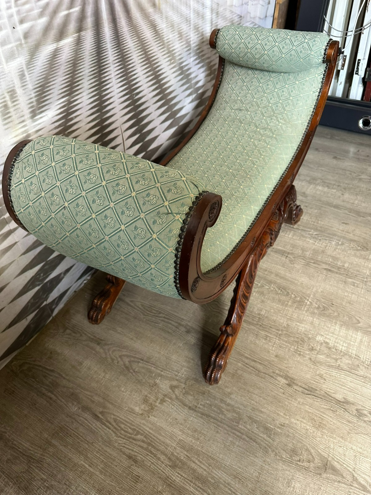 GROSSE GONDEL BANK SCHERENSTUHL MAHAGONI STIL MÖBEL 20 TES – Bild 12