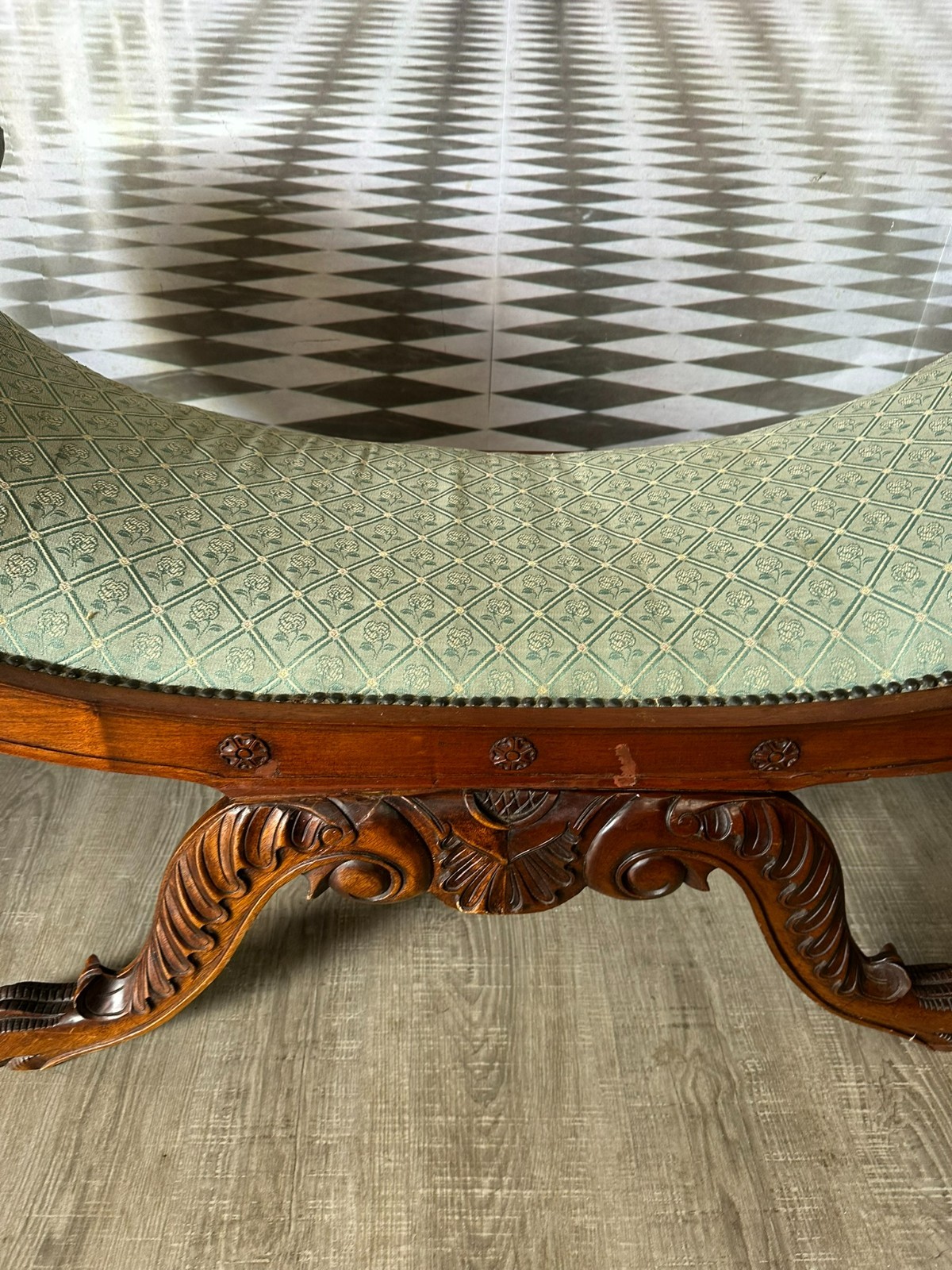 GROSSE GONDEL BANK SCHERENSTUHL MAHAGONI STIL MÖBEL 20 TES – Bild 6