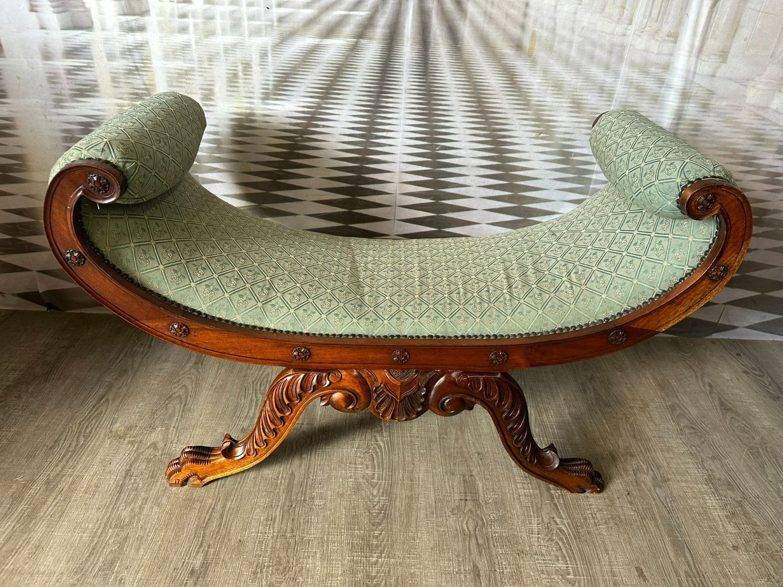 GROSSE GONDEL BANK SCHERENSTUHL MAHAGONI STIL MÖBEL 20 TES – Bild 10