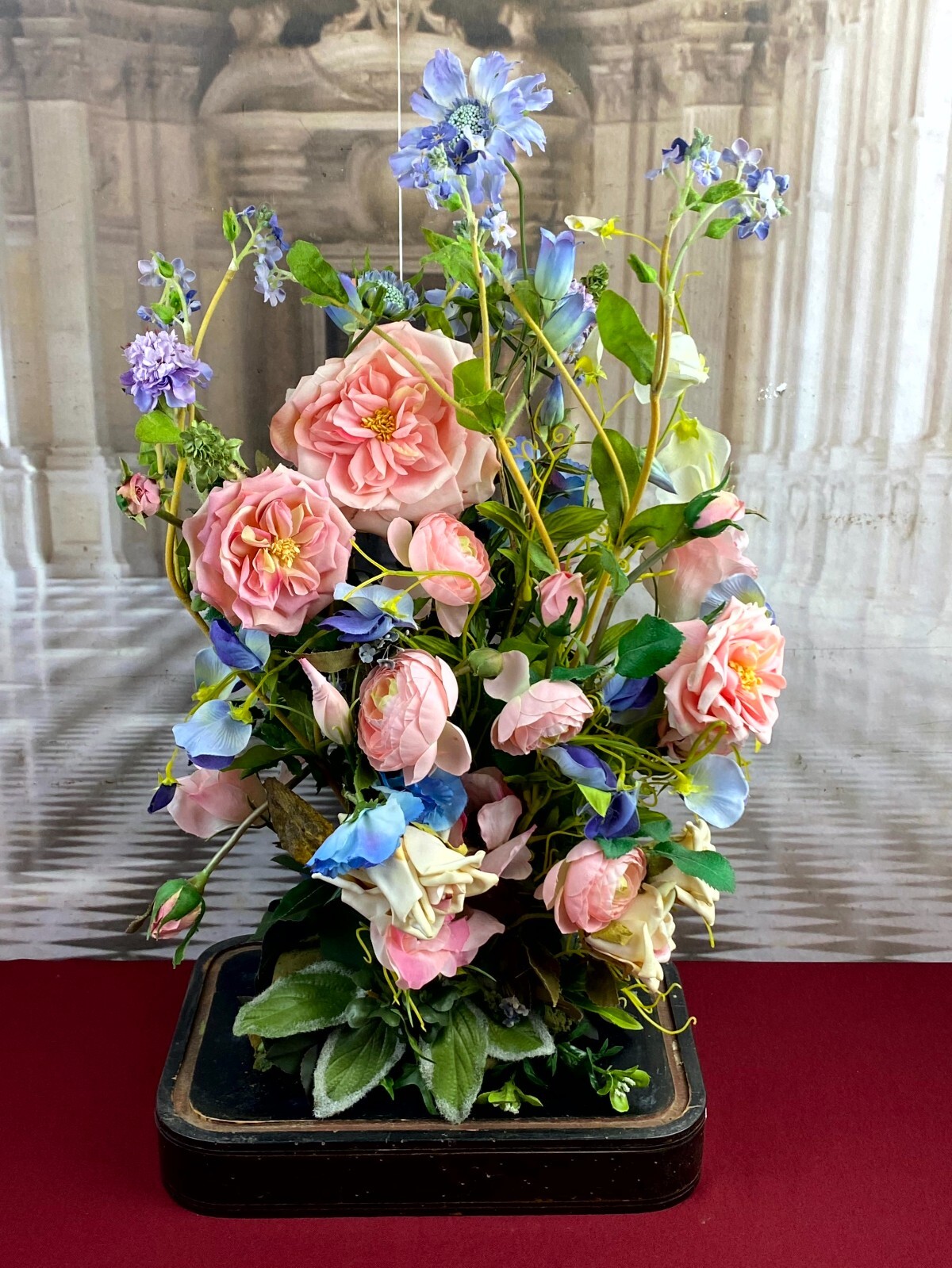 GLOBE DE MARIEE HOCHZEIT ANDENKEN FRANKREICH NAPOLEON III BLUMENGESTECK 60cm