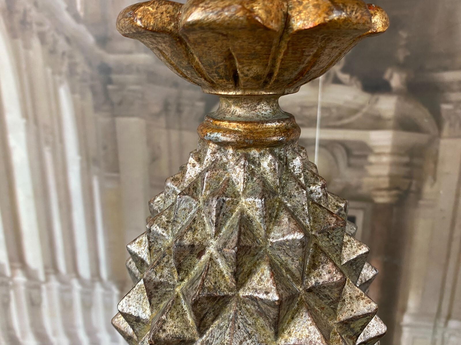 VINTAGE TISCHLAMPE BAROCK STIL HOLZ MASSIV GEFASST – Bild 15