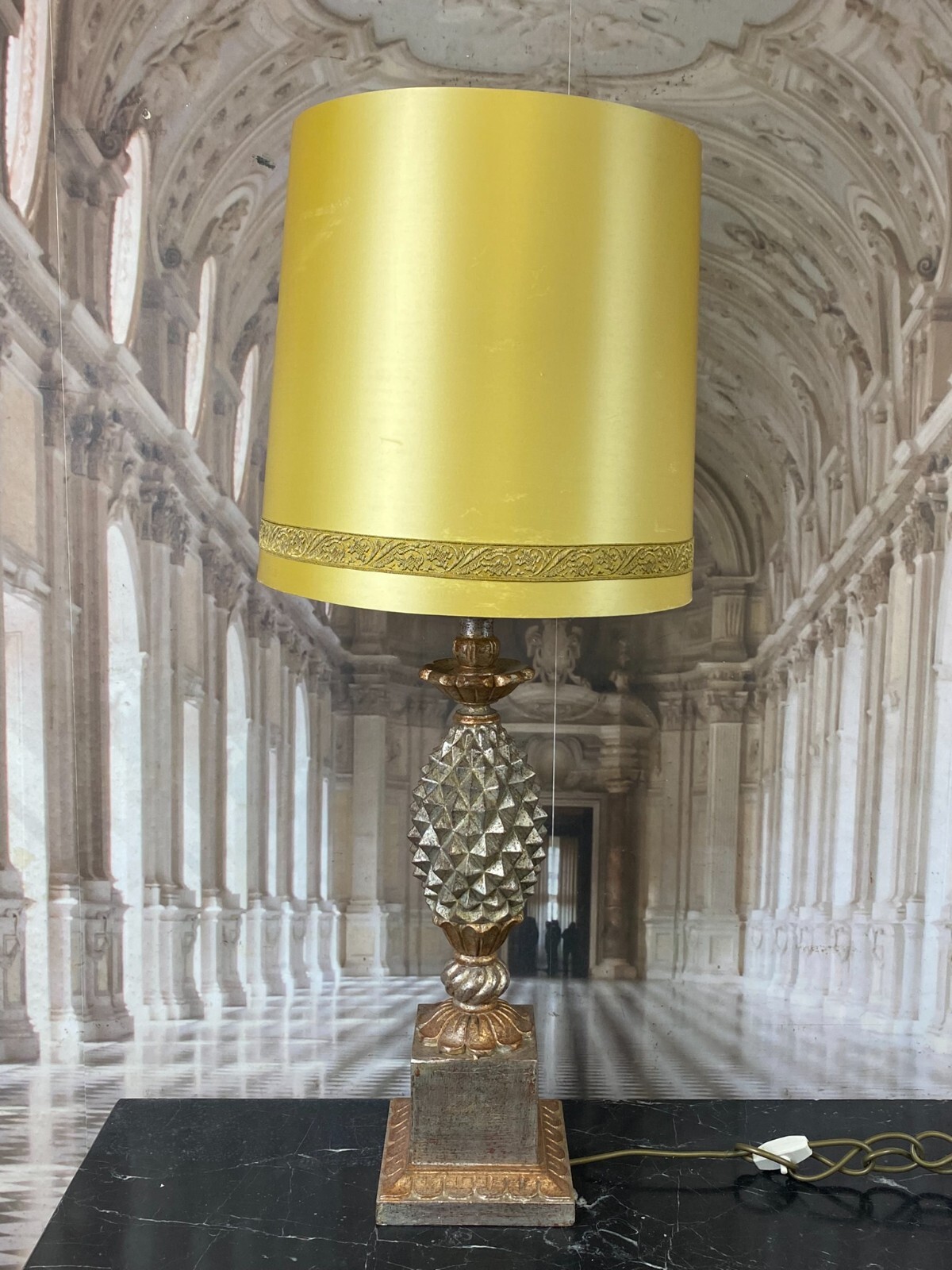 VINTAGE TISCHLAMPE BAROCK STIL HOLZ MASSIV GEFASST – Bild 4