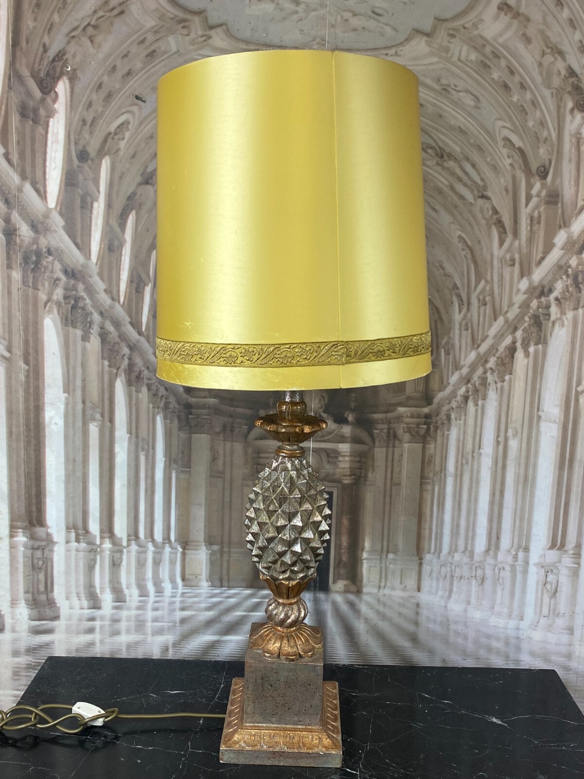 VINTAGE TISCHLAMPE BAROCK STIL HOLZ MASSIV GEFASST – Bild 5