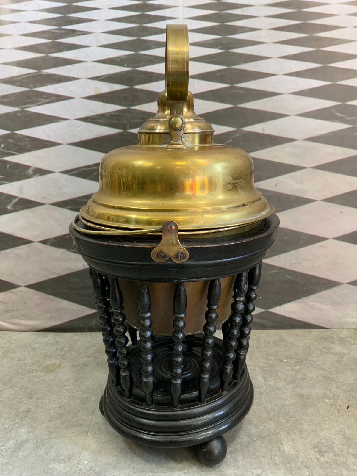 BIEDERMEIER STÖVCHEN TEEWÄRMER UM 1850 MAHAGONI KUPFER KESSEL KANNE TEETISCH – Bild 11