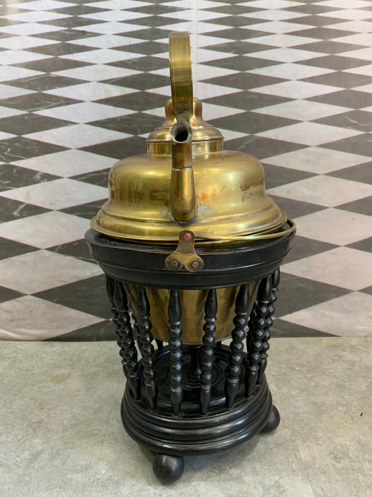 BIEDERMEIER STÖVCHEN TEEWÄRMER UM 1850 MAHAGONI KUPFER KESSEL KANNE TEETISCH – Bild 5