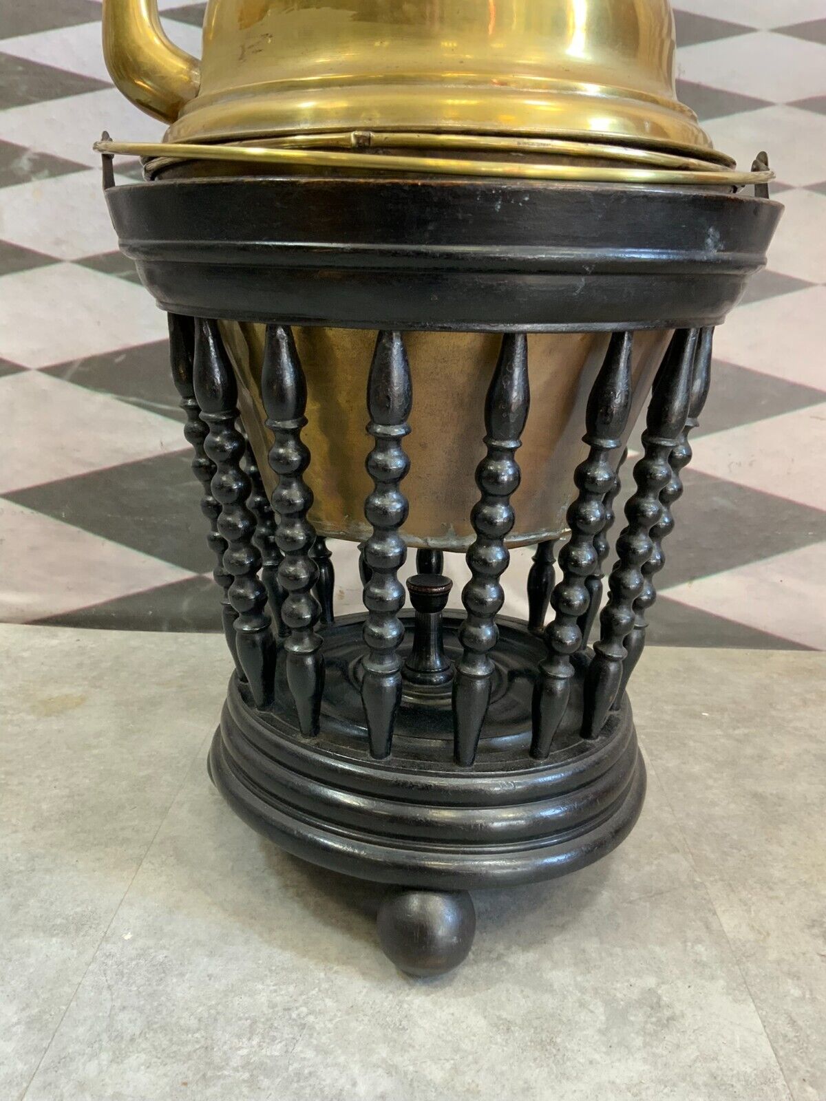 BIEDERMEIER STÖVCHEN TEEWÄRMER UM 1850 MAHAGONI KUPFER KESSEL KANNE TEETISCH – Bild 10
