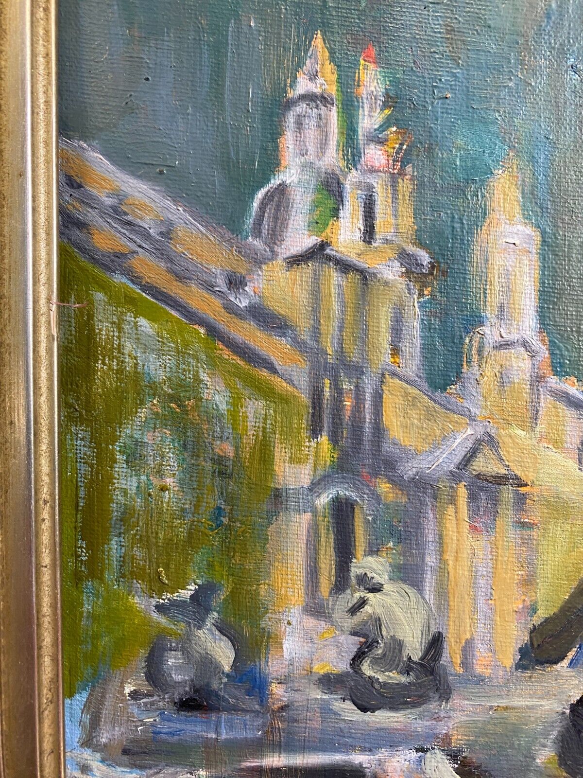 Ölgemälde auf Platte, in barockem Prunkrahmen gerahmt BRUNNEN VOR SCHLOSS – Bild 7