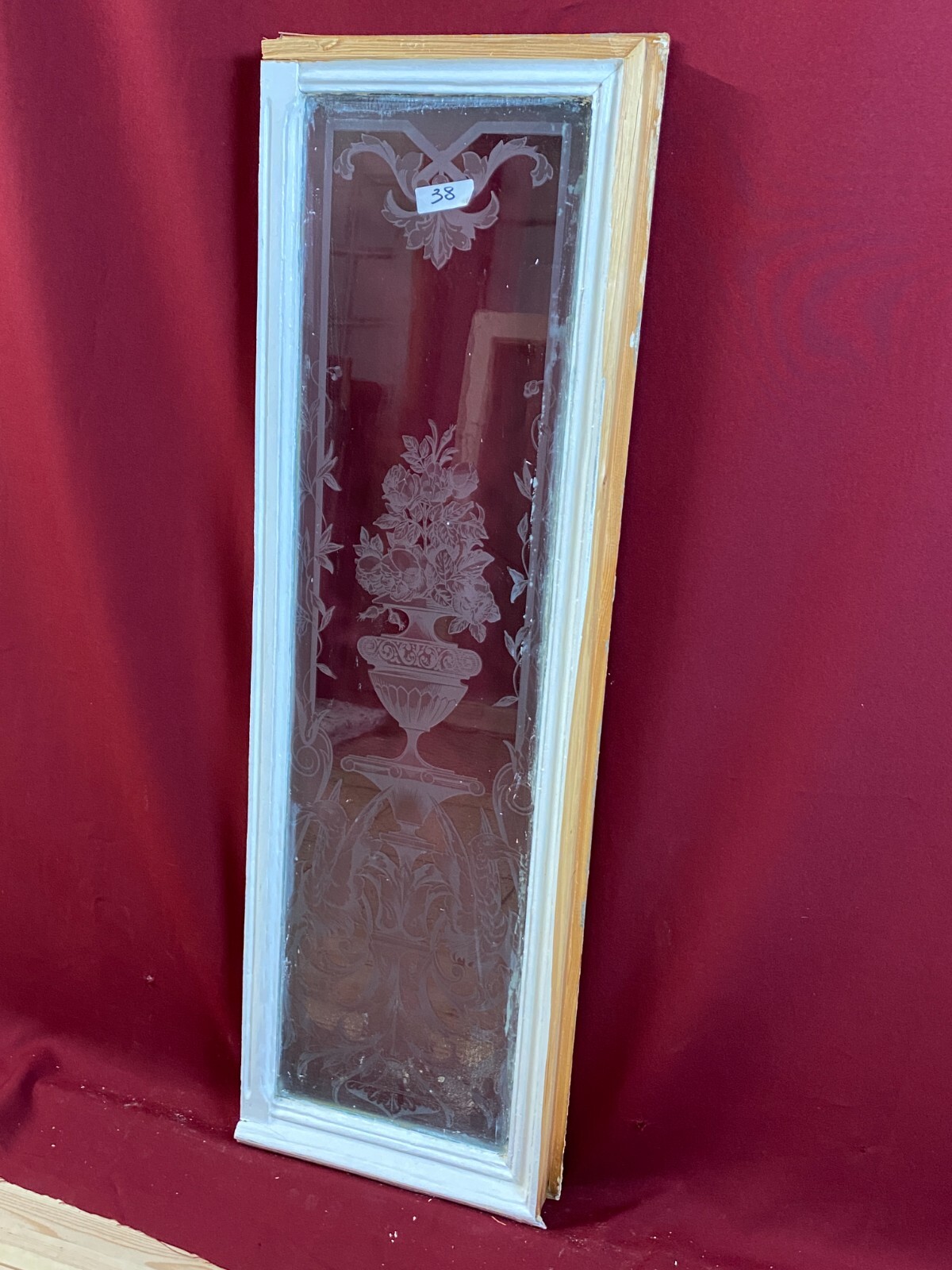 ANTIKE GLASSCHEIBE HISTORISMUS / JUGENDSTIL UM 1890 FENSTER 25x96cm – Bild 5