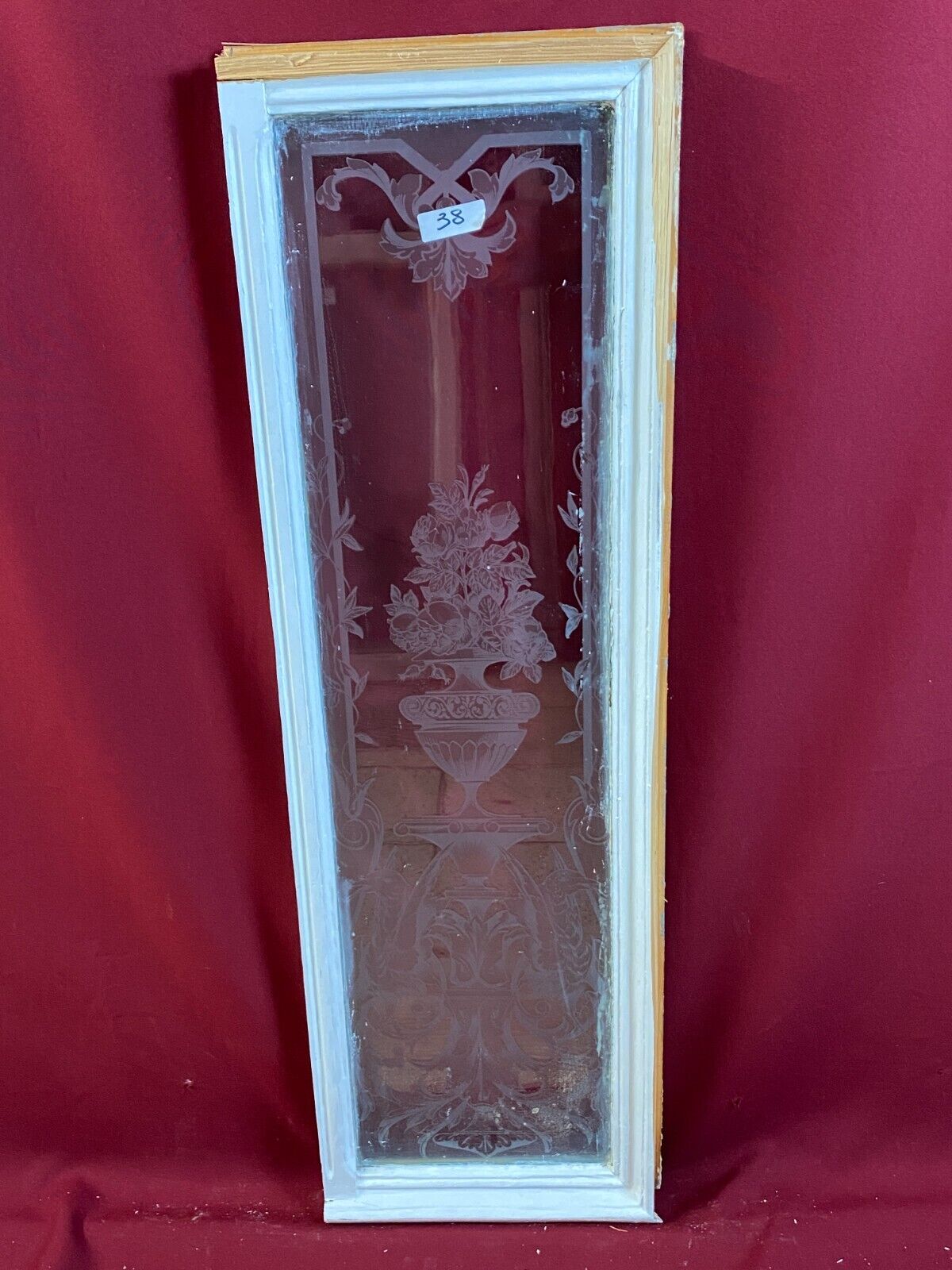 ANTIKE GLASSCHEIBE HISTORISMUS / JUGENDSTIL UM 1890 FENSTER 25x96cm