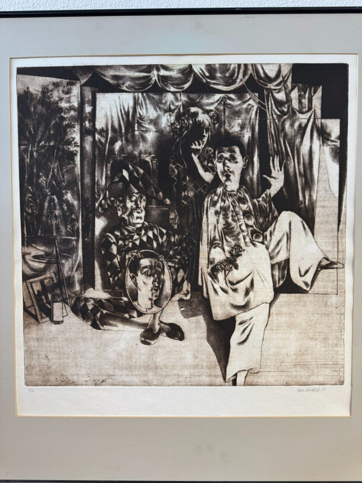 Jan MENTLÍK (1929) SIGNIERTE LITHOGRAFIE EIN VERLIEBTER PIEROT 8/50 – Bild 3