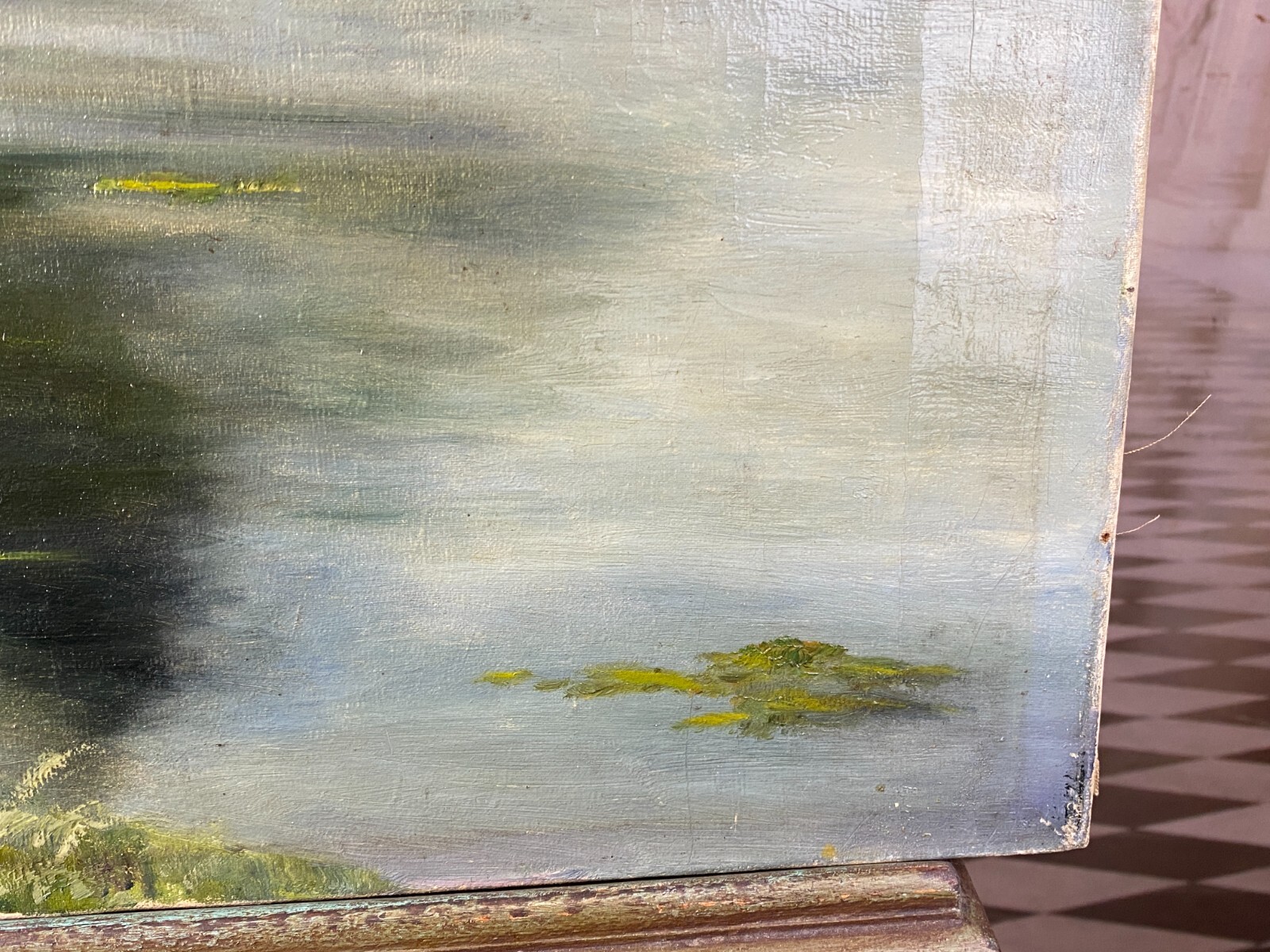 ÖLGEMÄLDE LANDSCHAFT FLUSS VOR BÄUMEN GEMÄLDE SIGNIERT FINNE 1919 – Bild 9