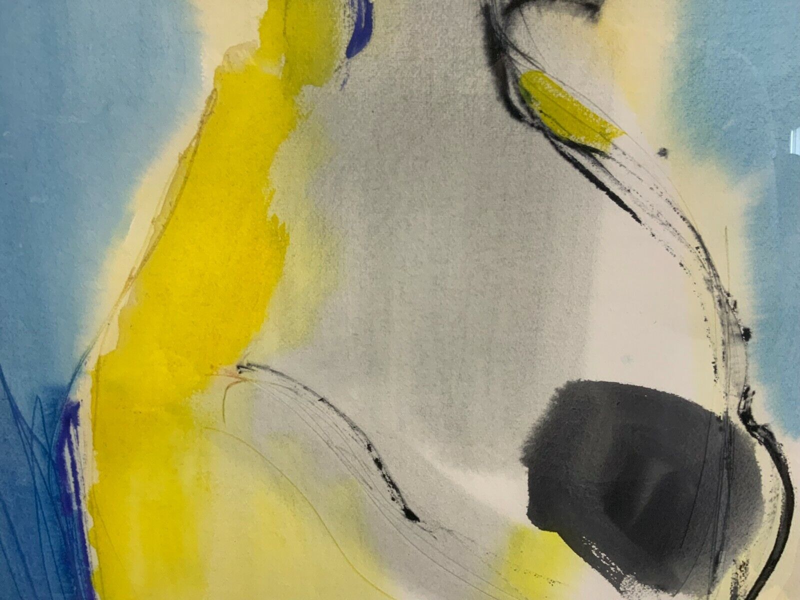 AQUARELL ABSTRAKTE KOMPOSITION PERSONEN Anatoli KMARA GROSSFORMAT – Bild 6