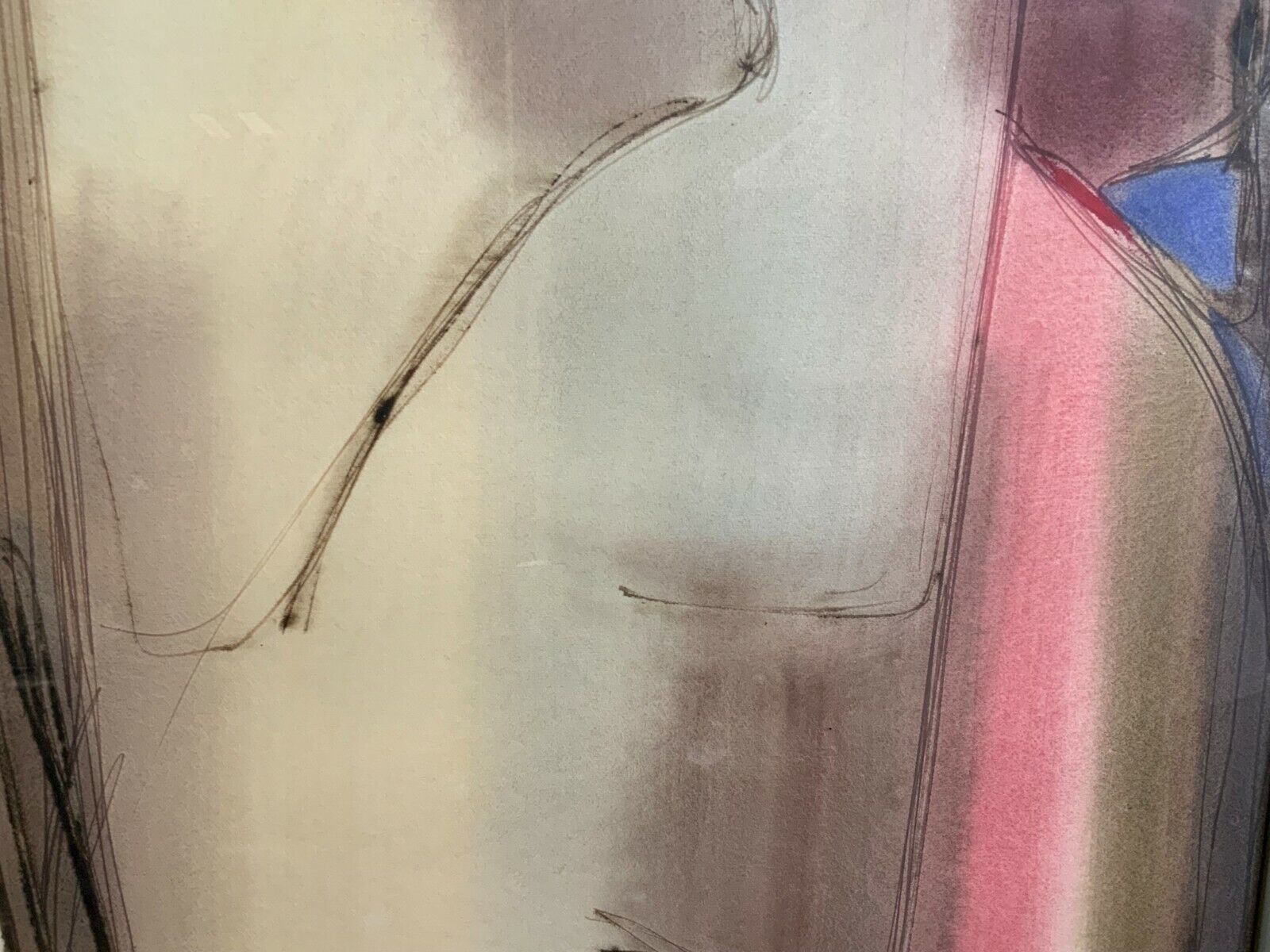 AQUARELL ABSTRAKTE KOMPOSITION PERSONEN Anatoli KMARA GROSSFORMAT – Bild 9