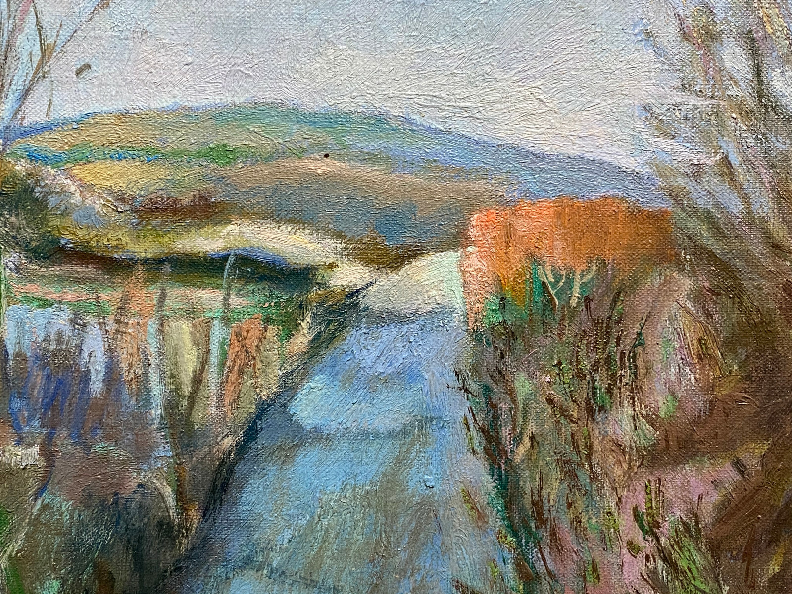 ÖL GEMÄLDE LANDSCHAFT AUS DEM JAHR 1977 SIGNIERT MEINERT VOLKERS 56x46cm – Bild 6